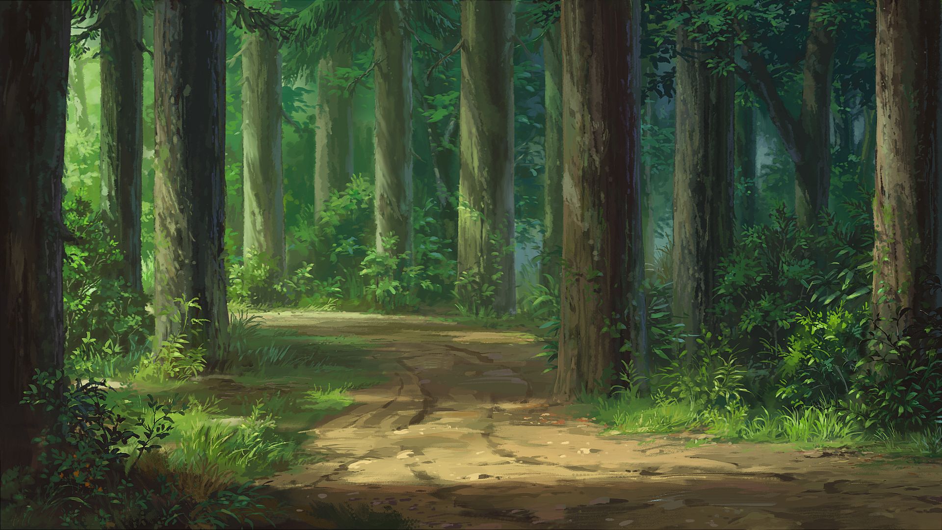 Cidade da floresta de anime, anime de floresta papel de parede HD