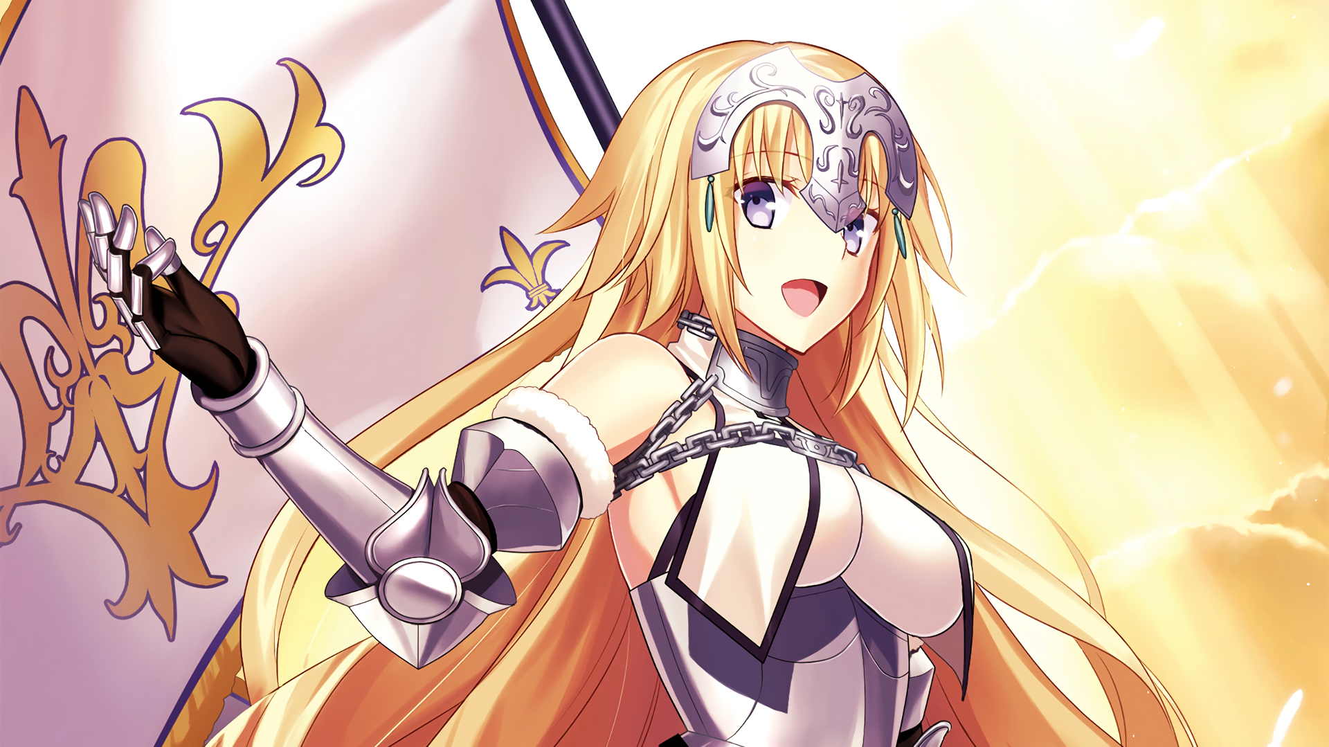 anime, fate/grand order, blonde, face, jeanne d'arc (fate series), long hair, ruler (fate/grand order), fate series wallpaper for mobile