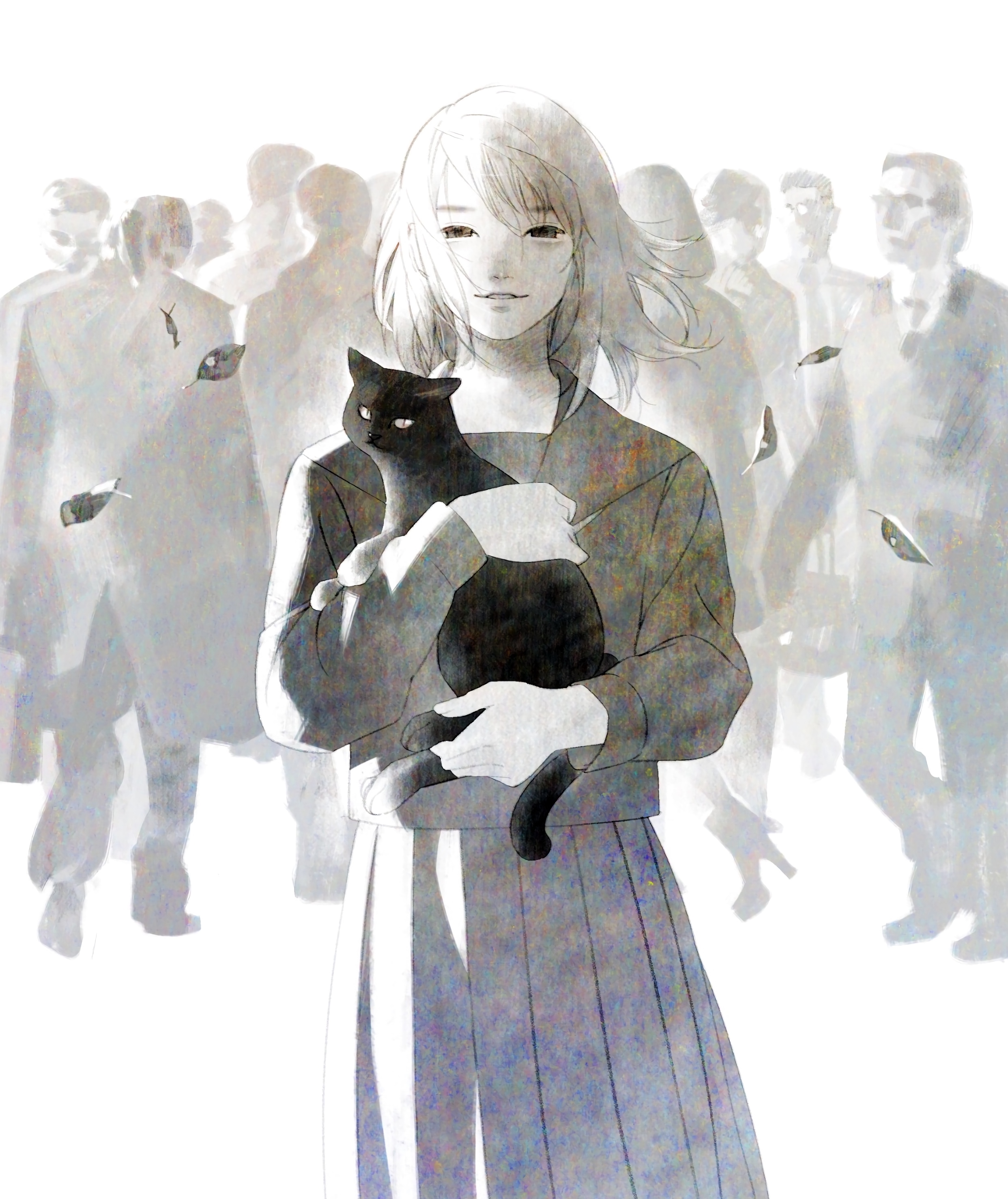 144321壁紙のダウンロード日本製アニメ, アート, ネコ, 猫, 群集, animeshka, アニメシュカ-スクリーンセーバーと写真を無料で