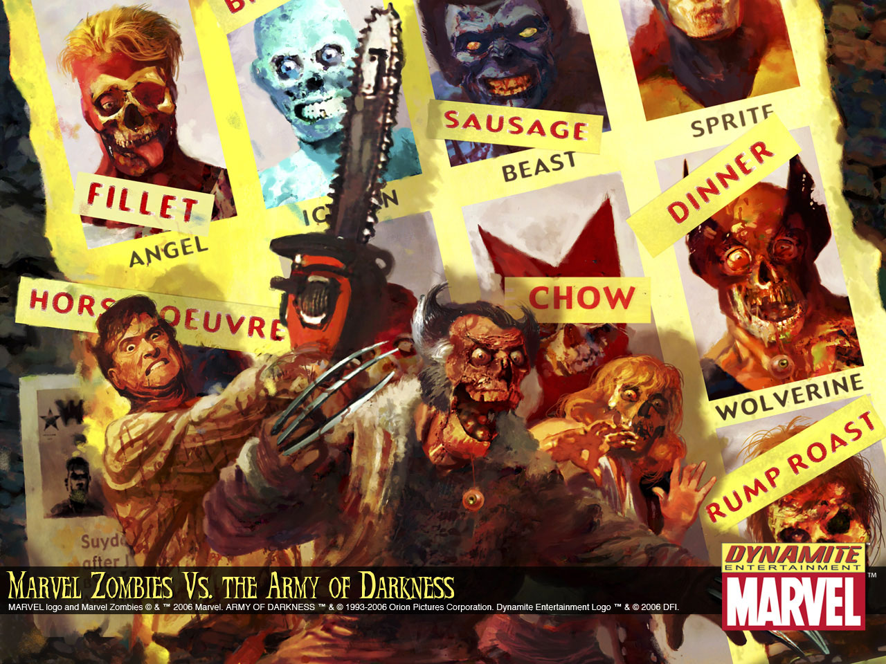 vertical wallpaper comics, marvel zombies, angel (marvel comics), beast (marvel comics), chainsaw, iceman (marvel comics), kitty pryde, wolverine, zombie
