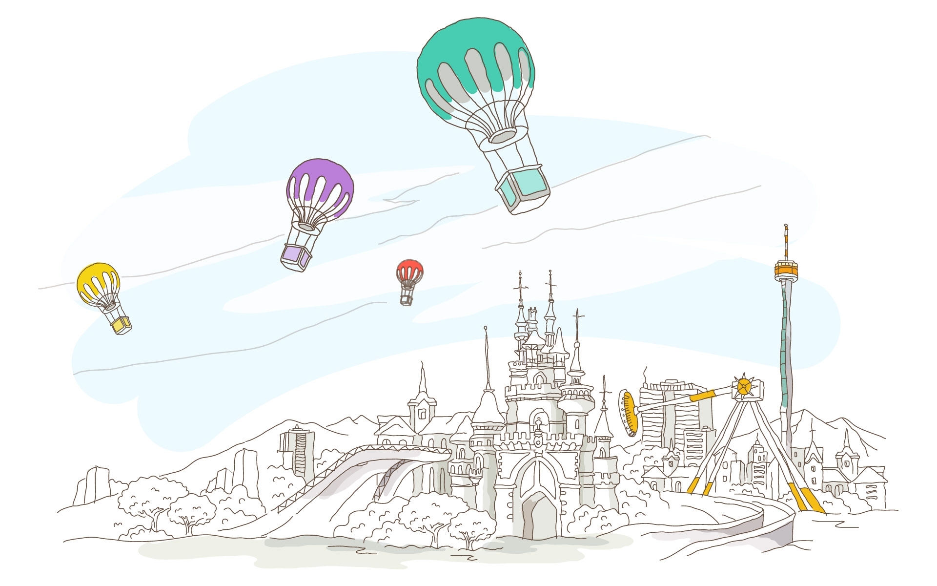 Handy-Wallpaper Landschaft, Luftballons, Bilder kostenlos herunterladen.