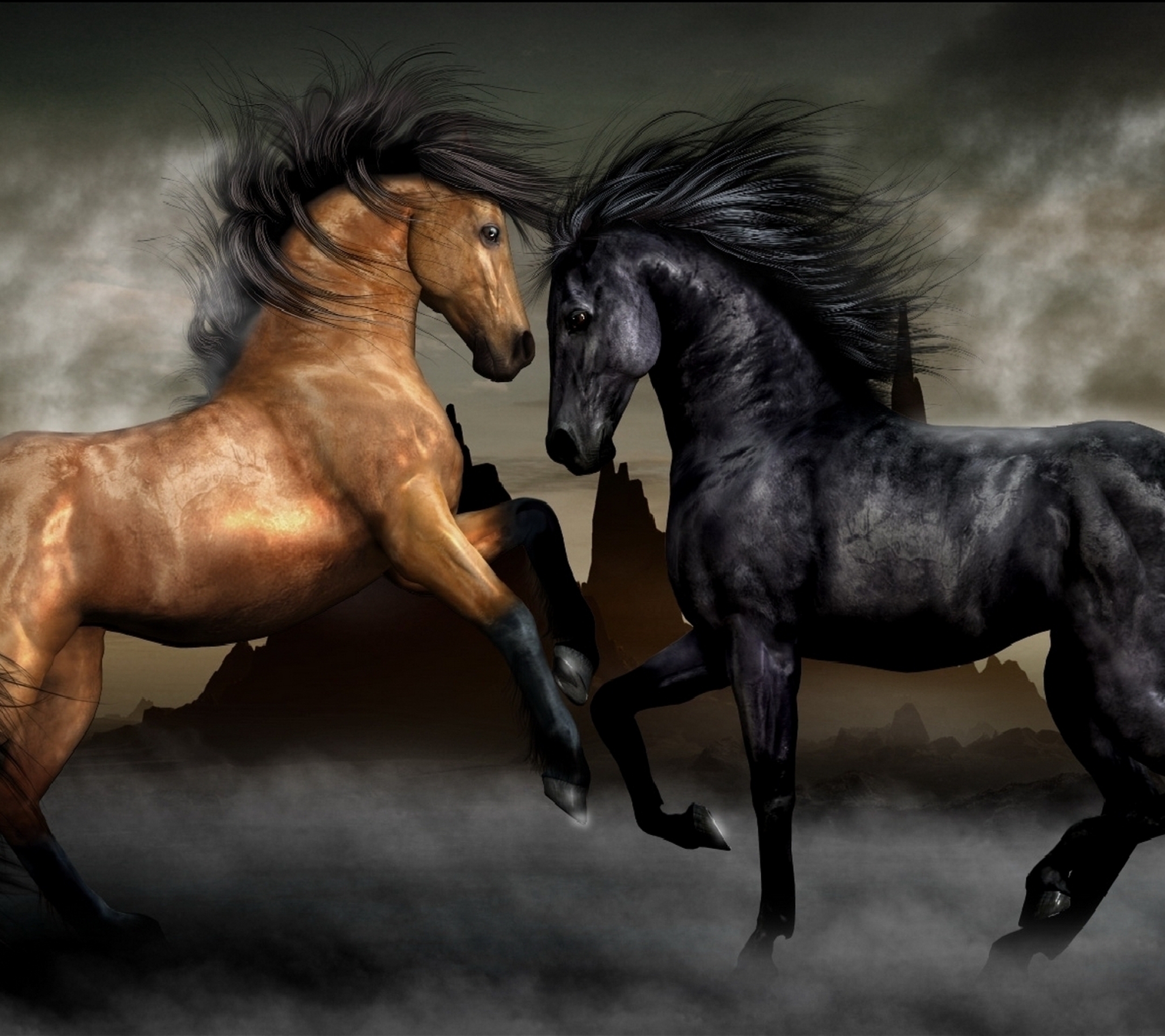 Картинка две лошади на заставку