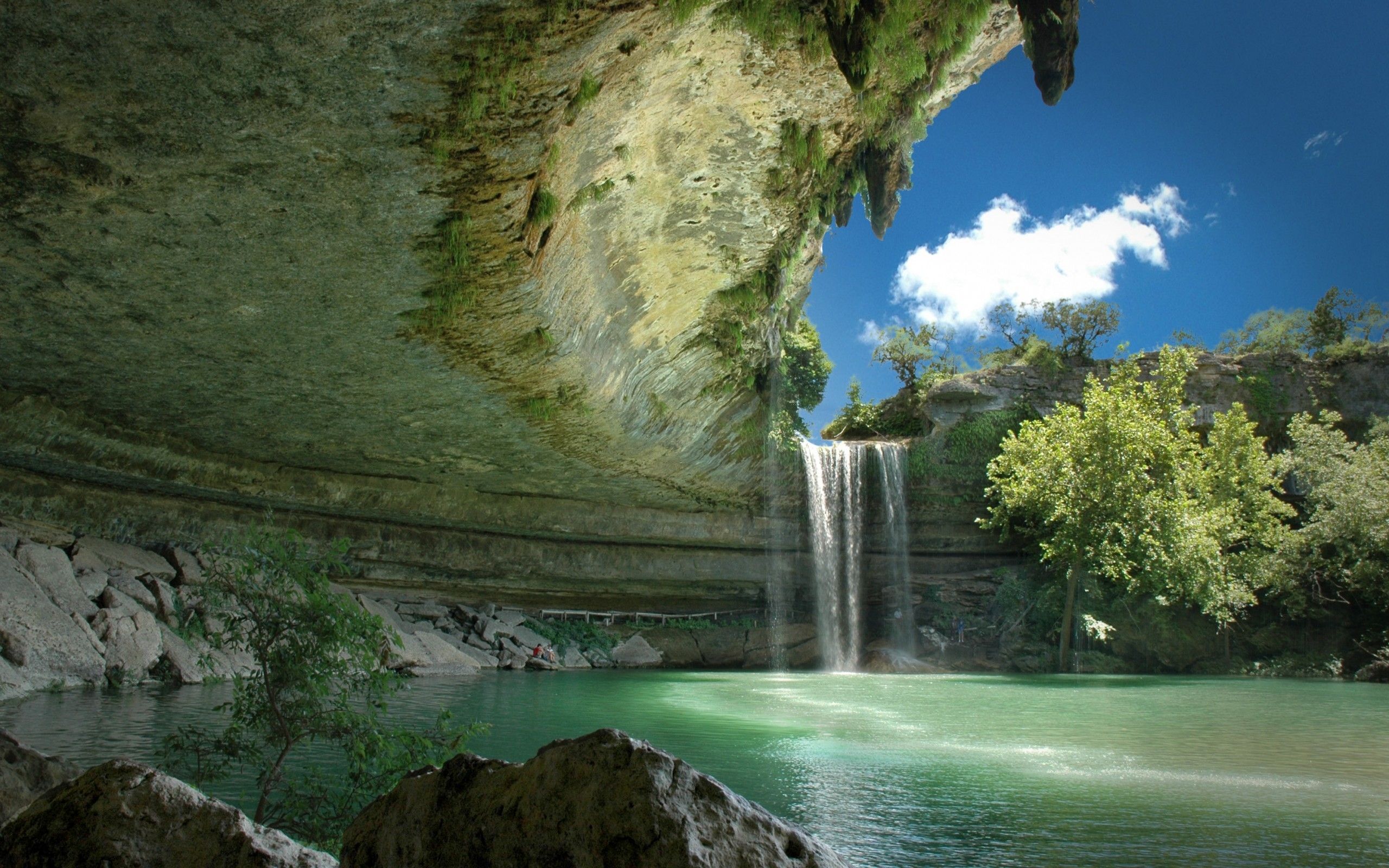 waterfalls, landscape, green Aesthetic wallpaper