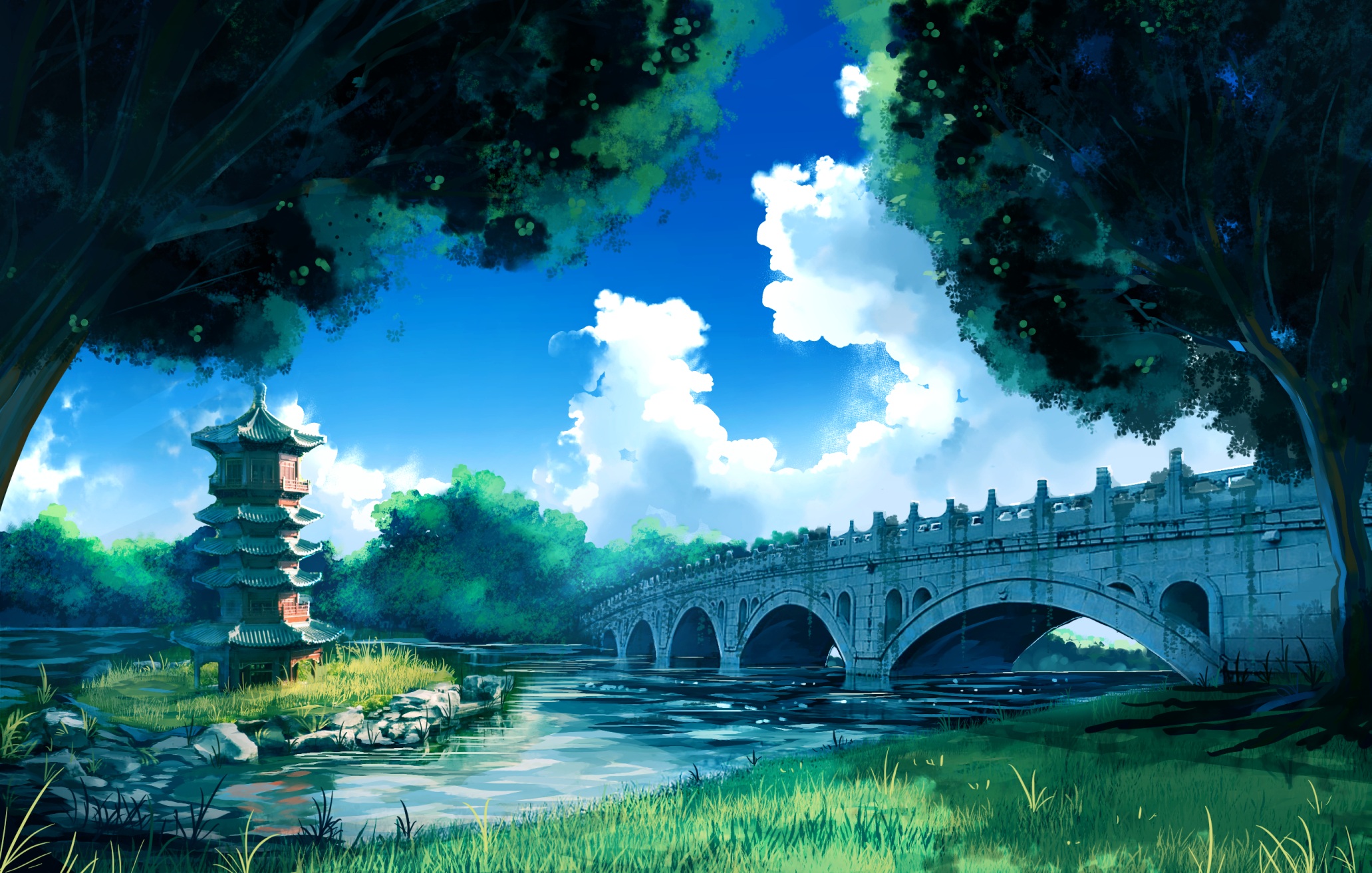 Anime Mountains River - Anime scenery Wallpapers and Images - Desktop Nexus  Groups