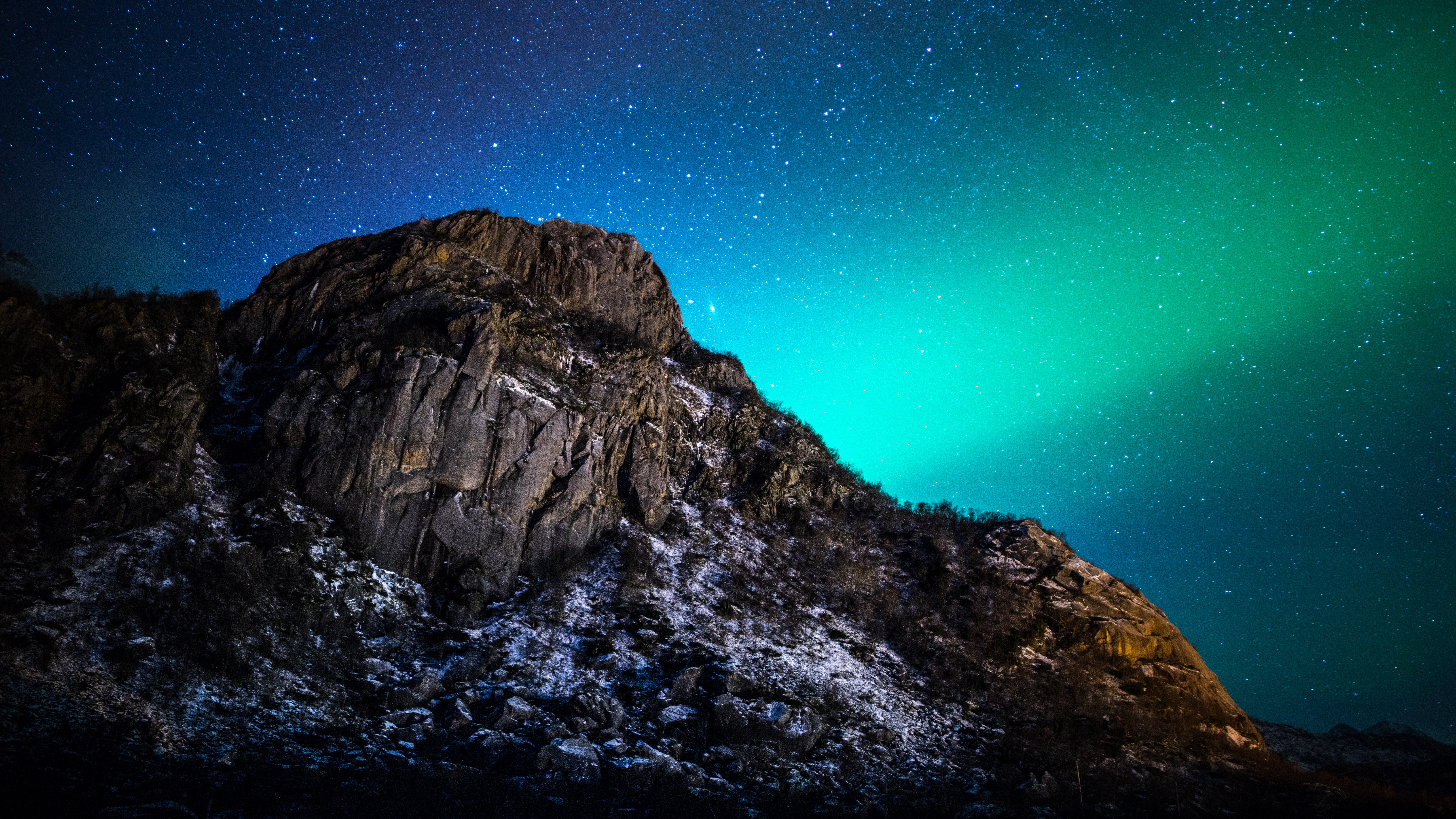 nature, night, mountain, starry sky, northern lights, aurora borealis