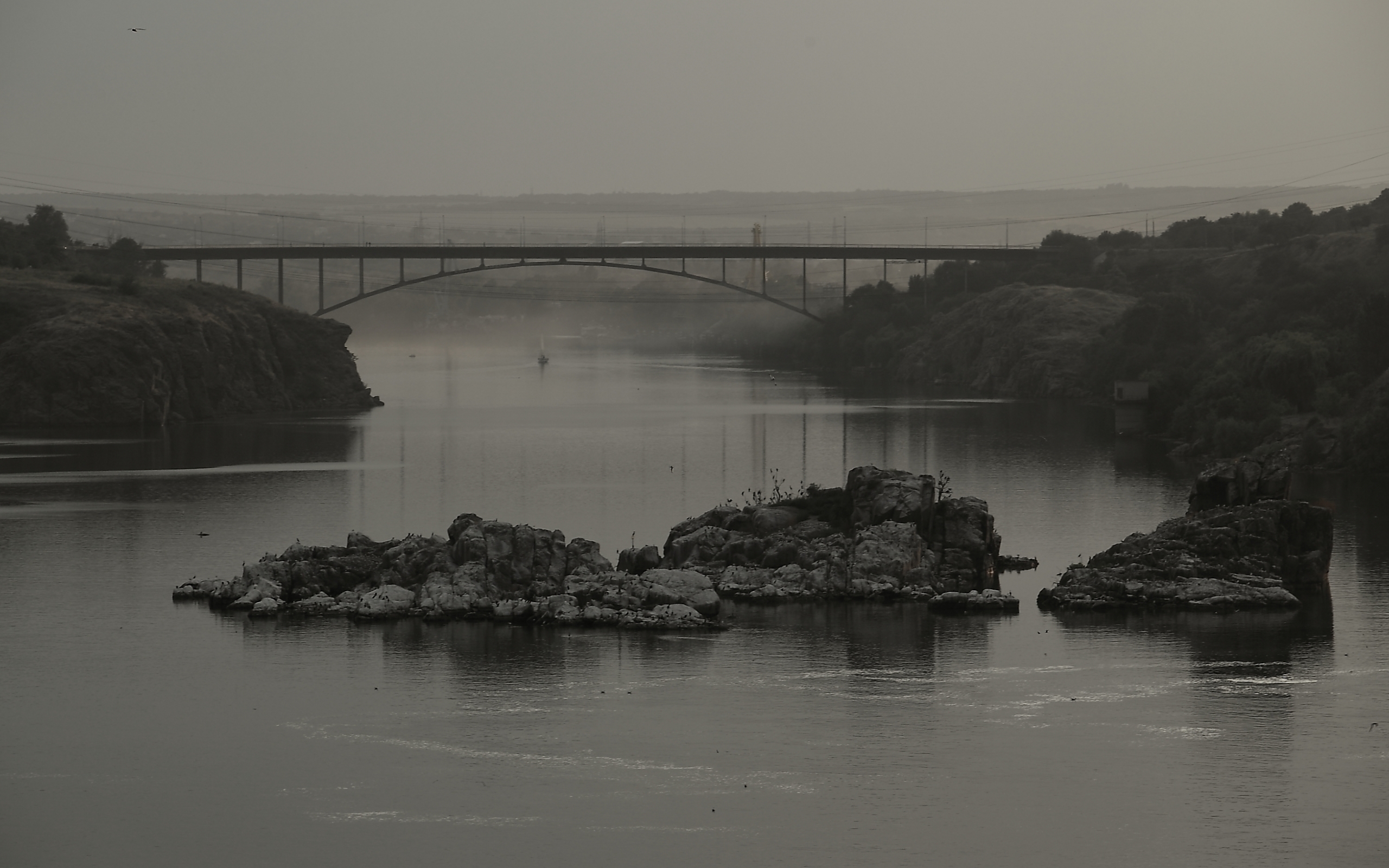 bridges, landscape, rivers, gray HD wallpaper
