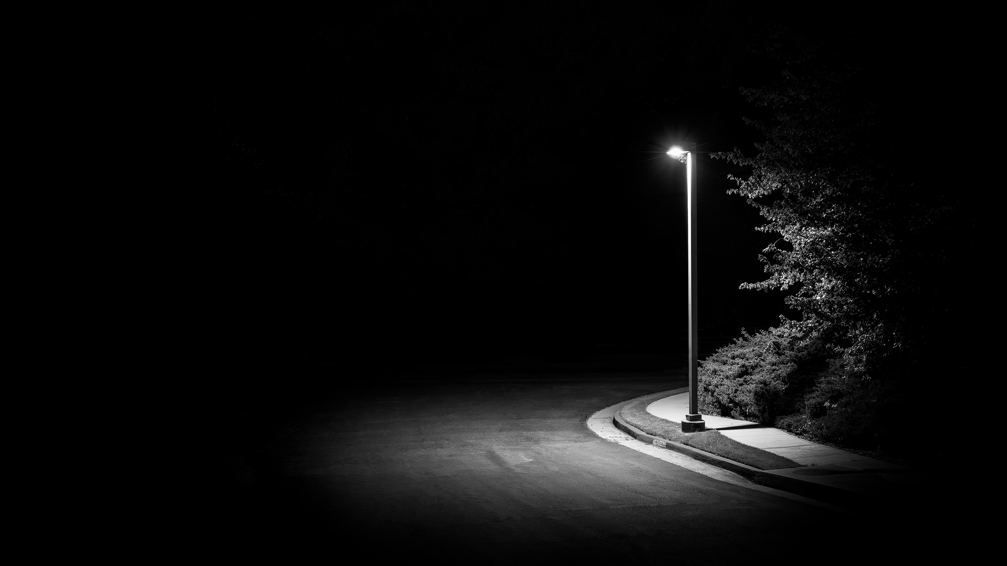 man made, street, black & white, dark, lamp post, noir 32K
