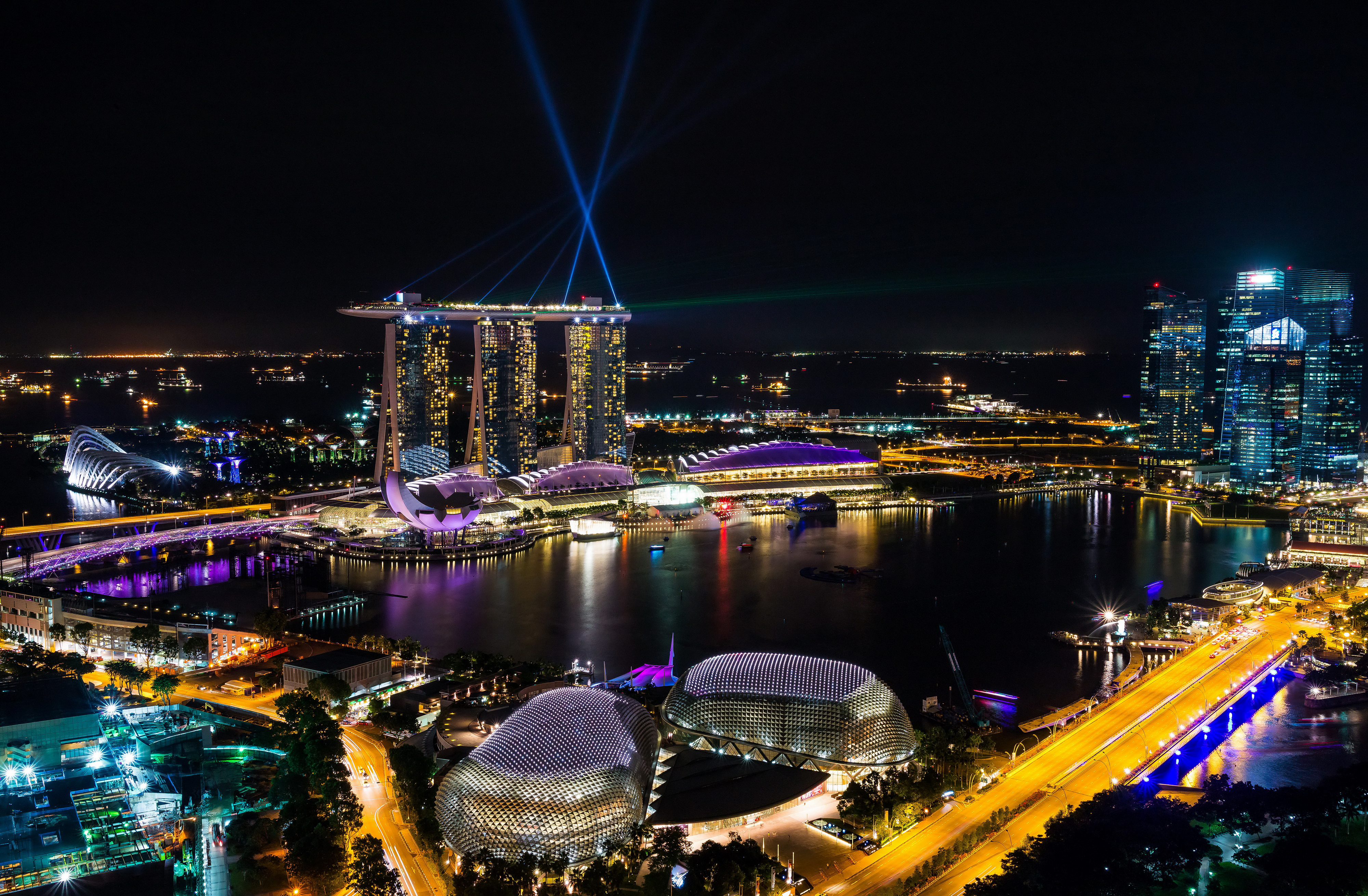 singapore, man made, building, city, light, marina bay sands, night, cities