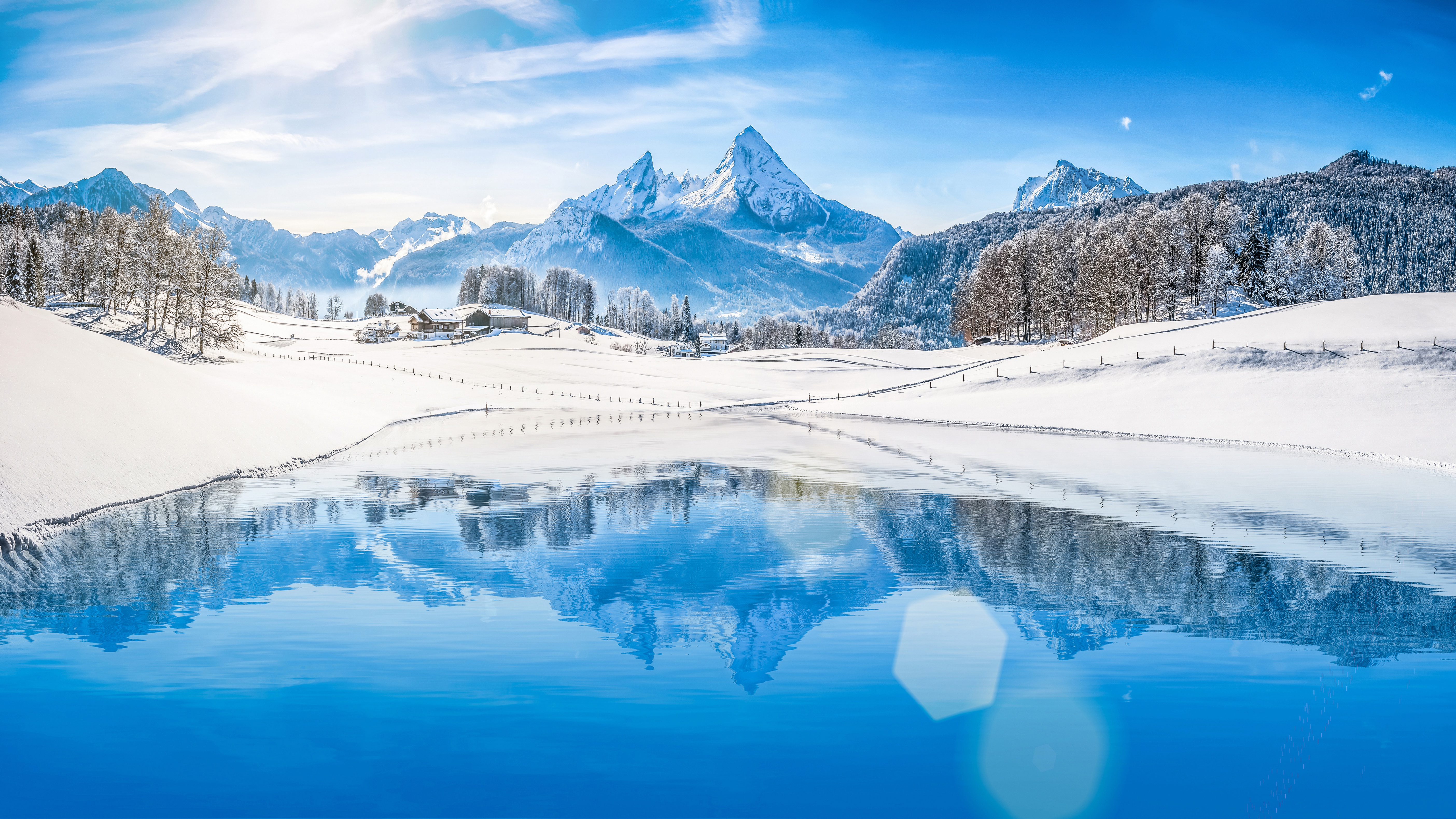 peak, photography, winter, landscape, mountain, nature, reflection, snow, sunny 1080p