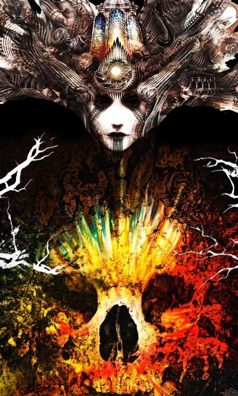 dark, occult, psychedelic, trippy, witchcraft, gothic, witch, skull, fantasy HD wallpaper