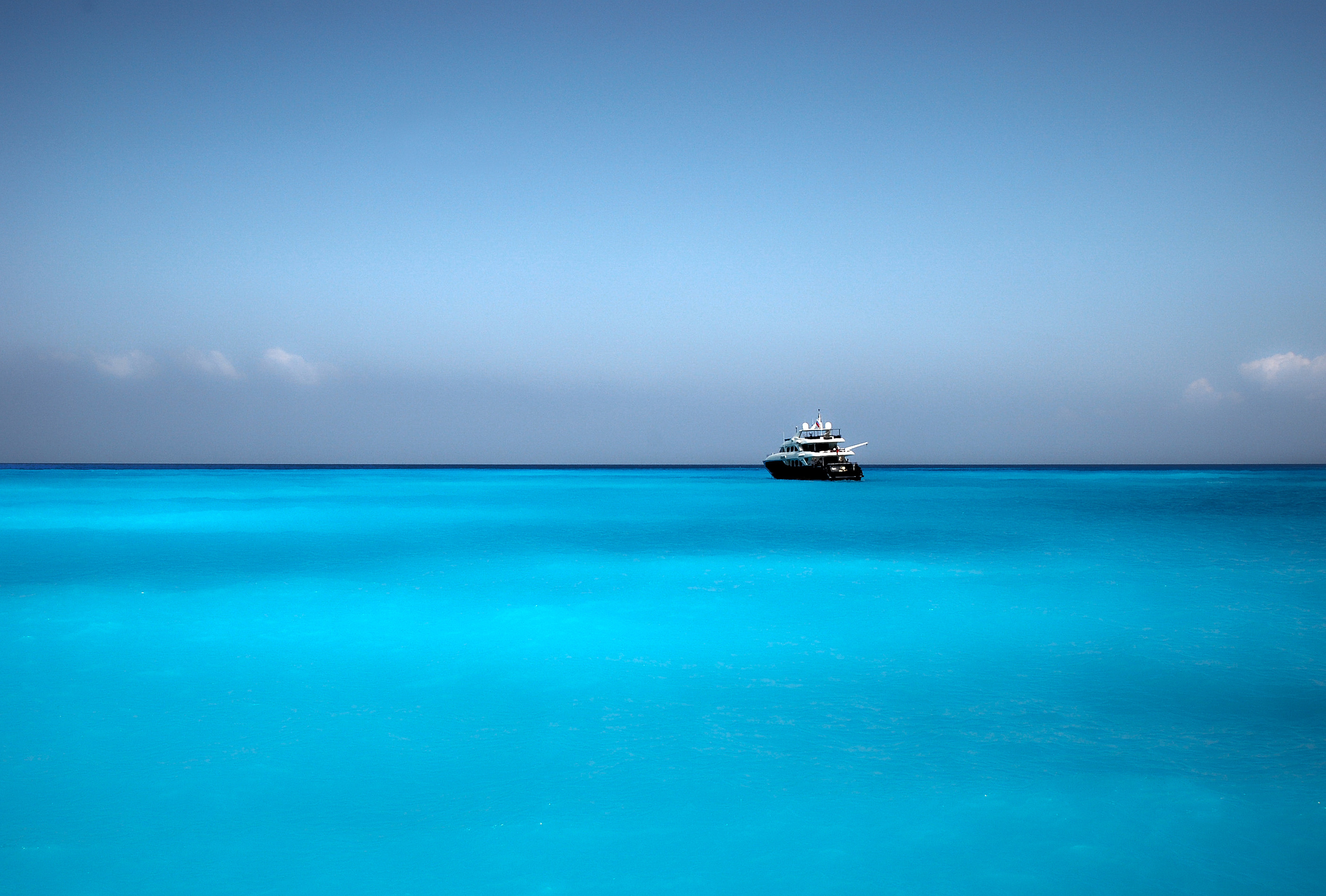 boat, blue, horizon, miscellanea, miscellaneous, ship, cutter HD wallpaper