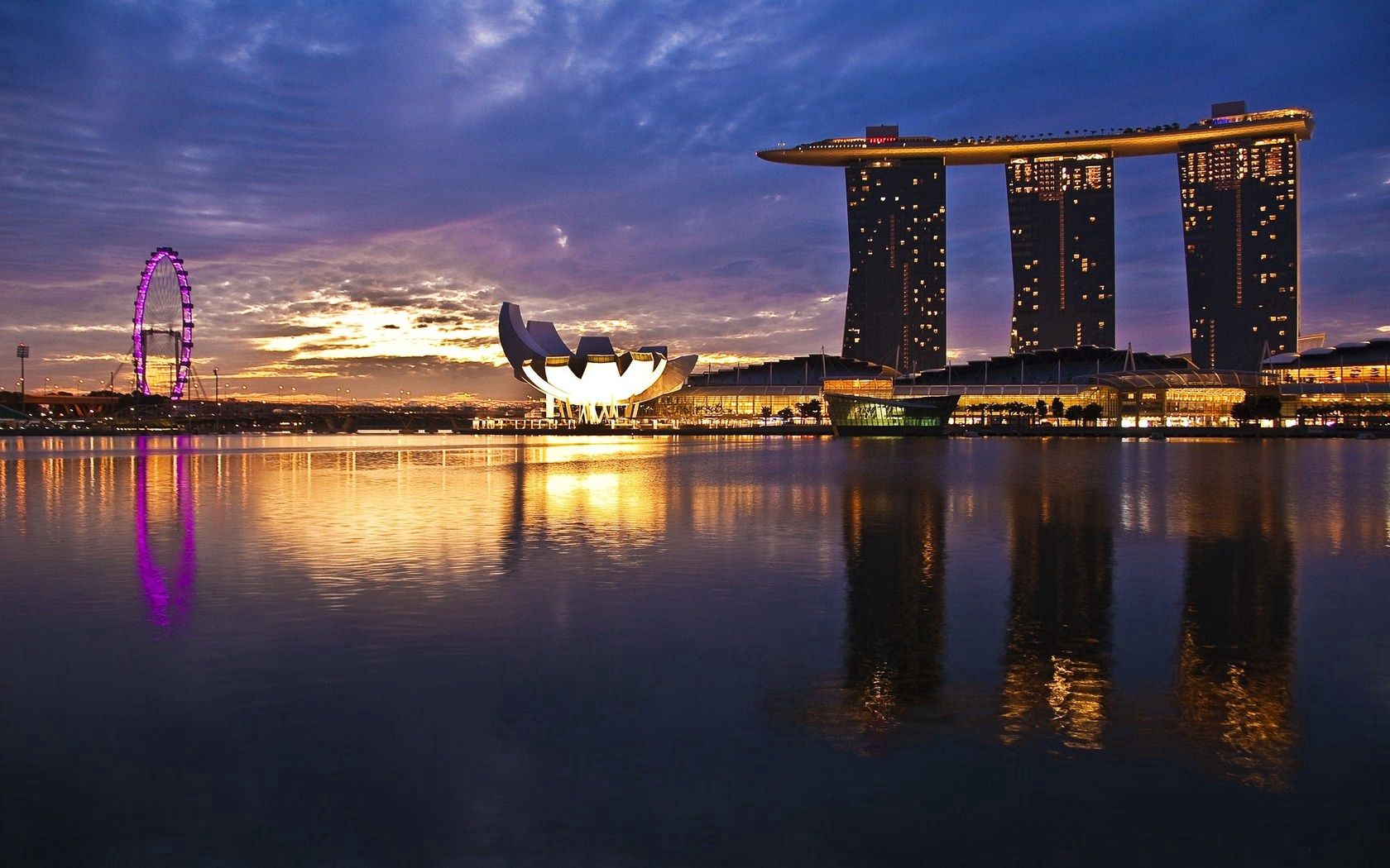 cities, reflection, sunrise, rise, construction, singapore 4K