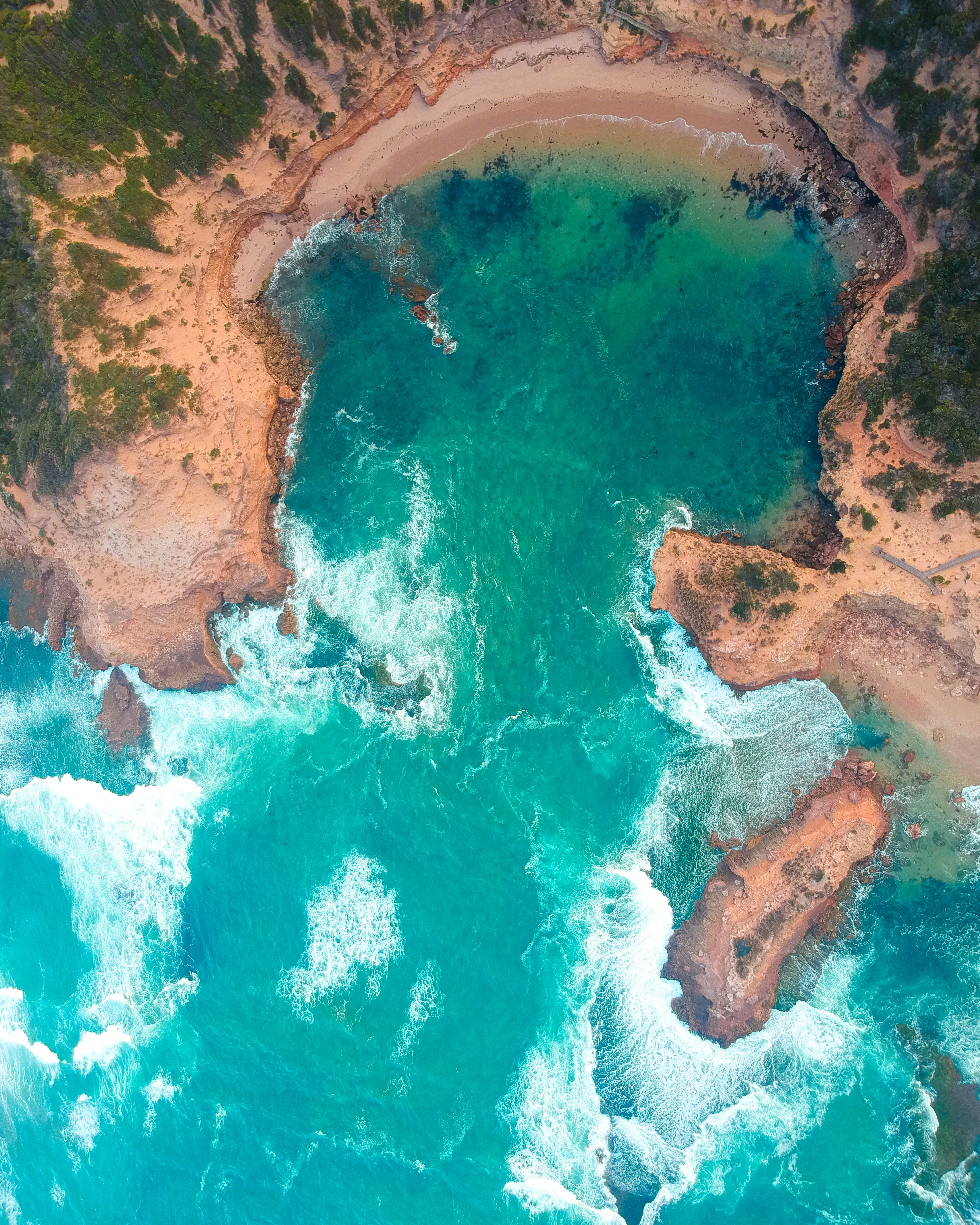 coast, nature, view from above, ocean, surf, australia