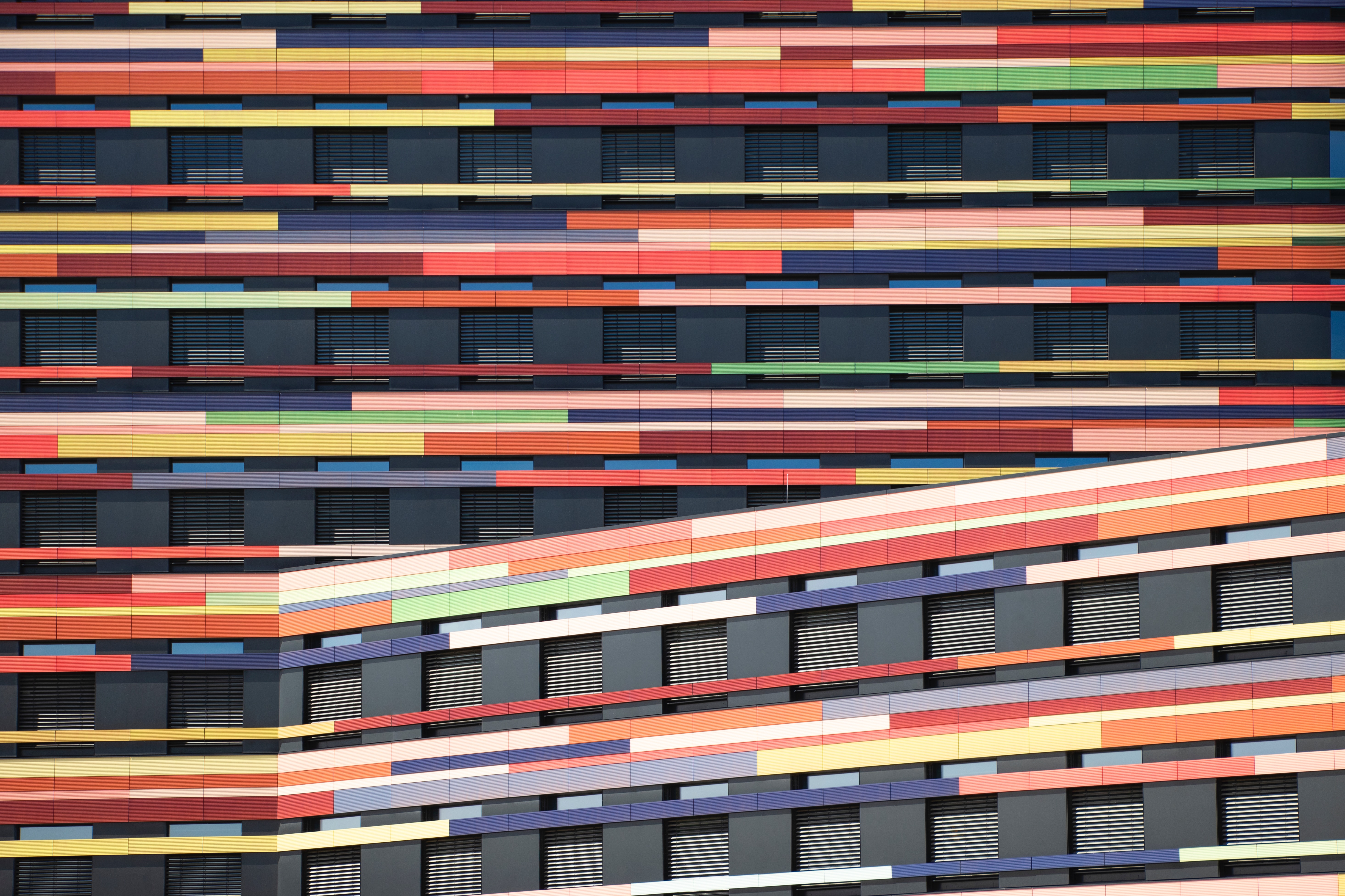 Download PC Wallpaper facade, architecture, building, multicolored, motley, minimalism, symmetry