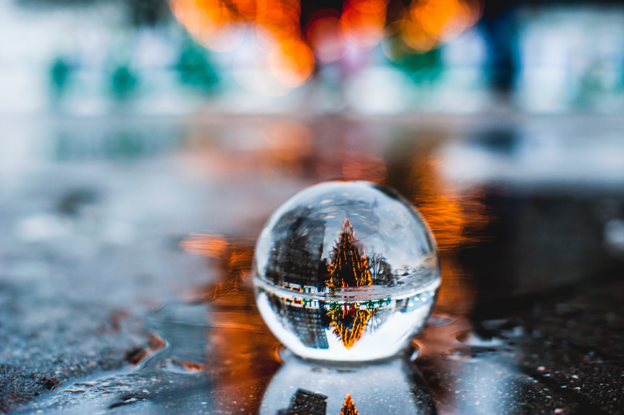 photography, reflection, blur, christmas tree, globe wallpapers for tablet
