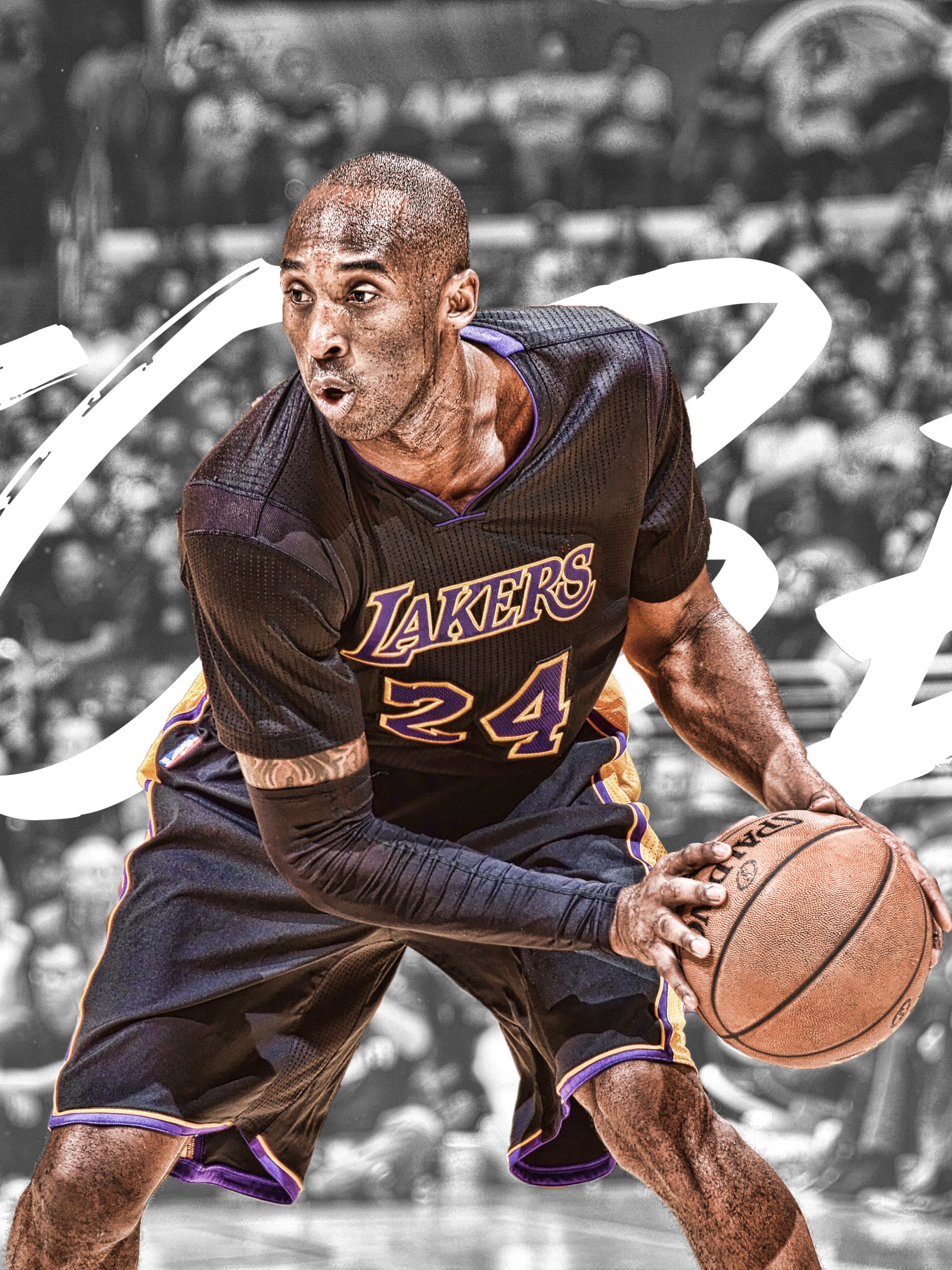 Download Black Cool Kobe Bryant La Lakers Digital Art Wallpaper