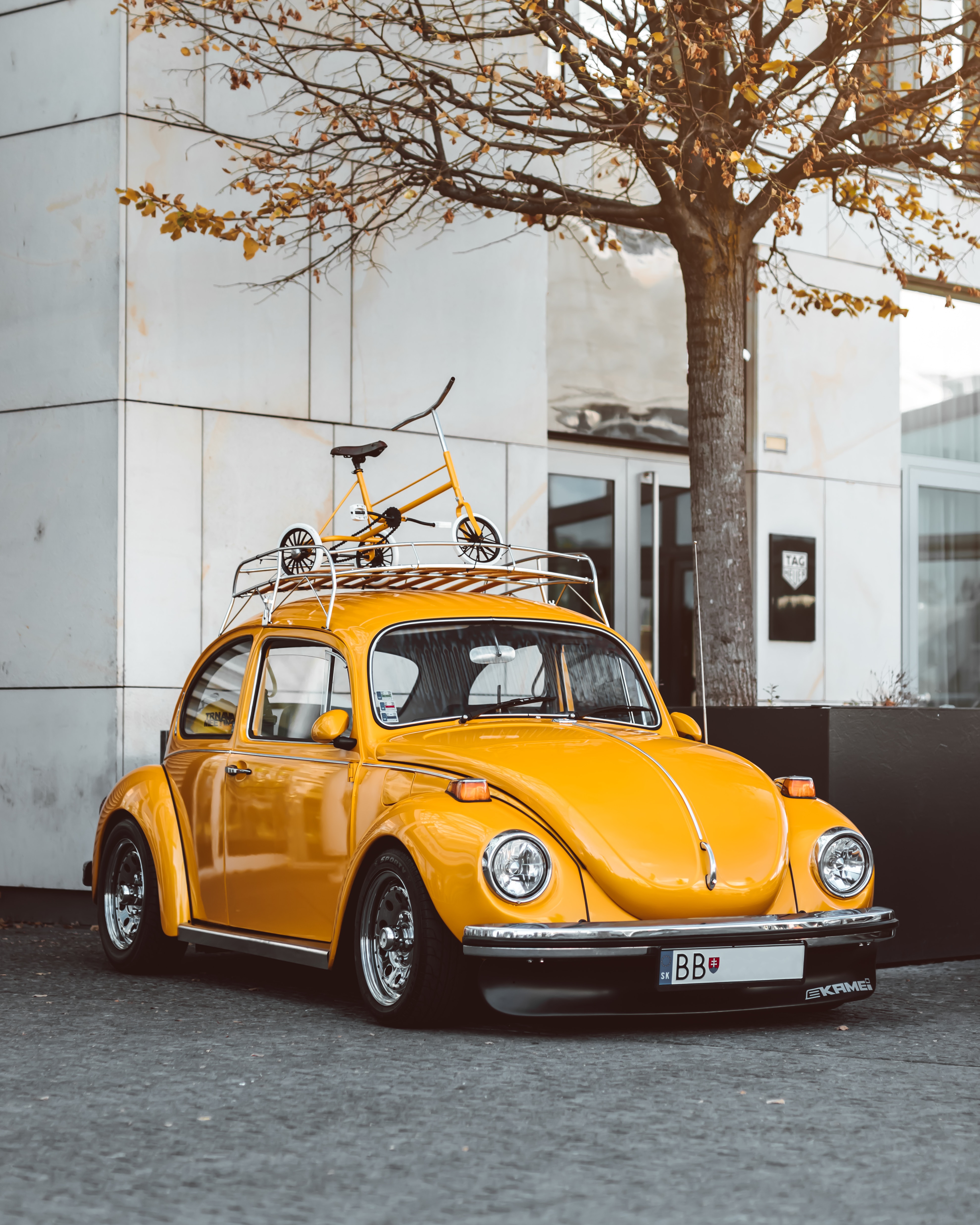 volkswagen, retro, cars, yellow, car, volkswagen beetle phone background