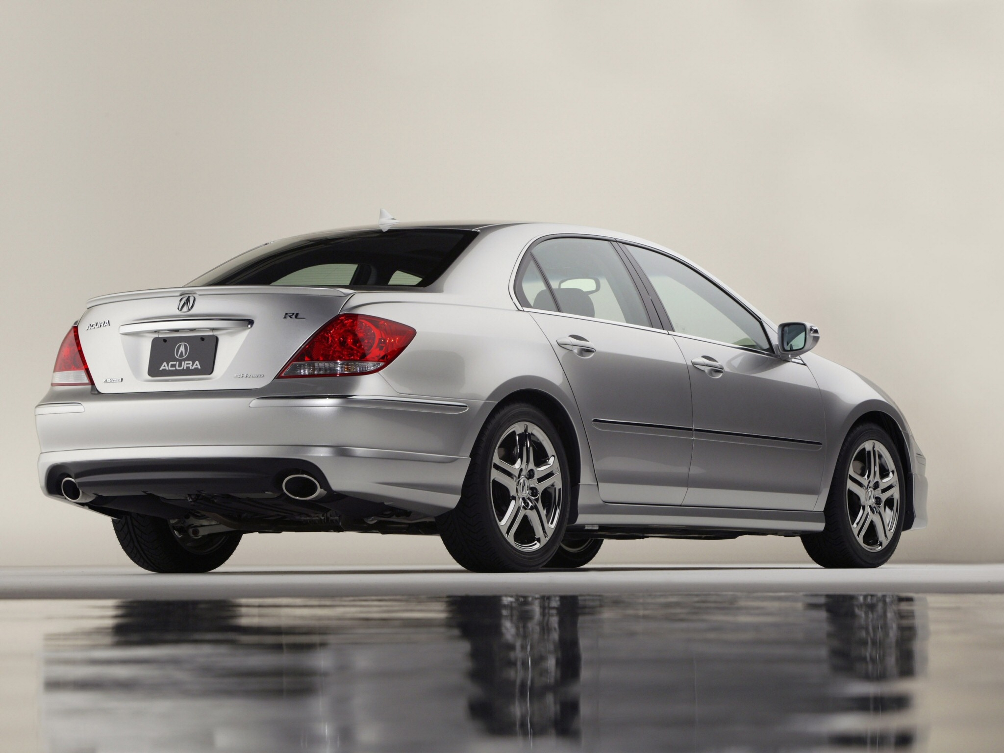 auto, water, acura, cars, reflection, back view, rear view, style, akura, silver metallic, rl, a spec QHD