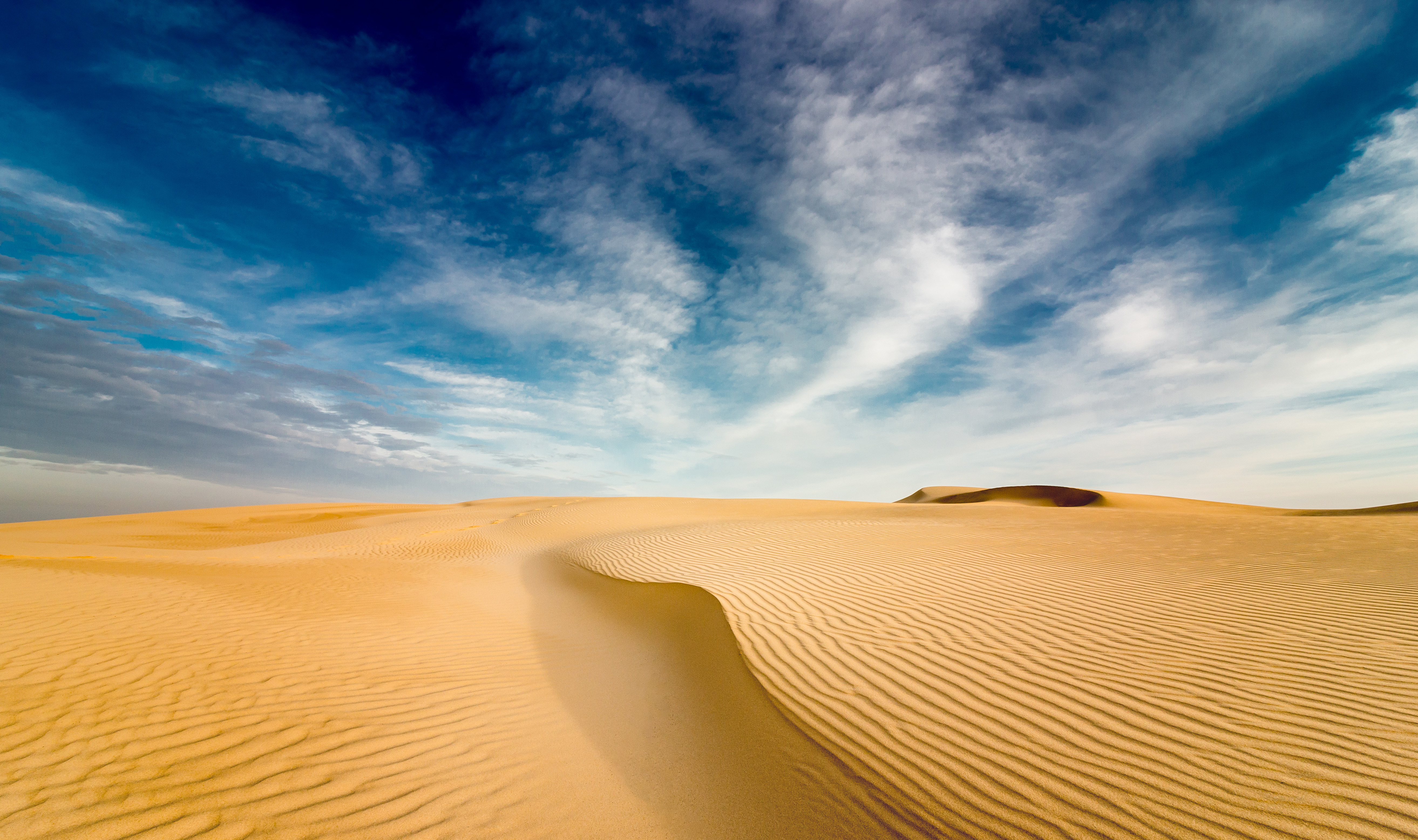 desert, sand, nature, sky, wavy, dunes Full HD