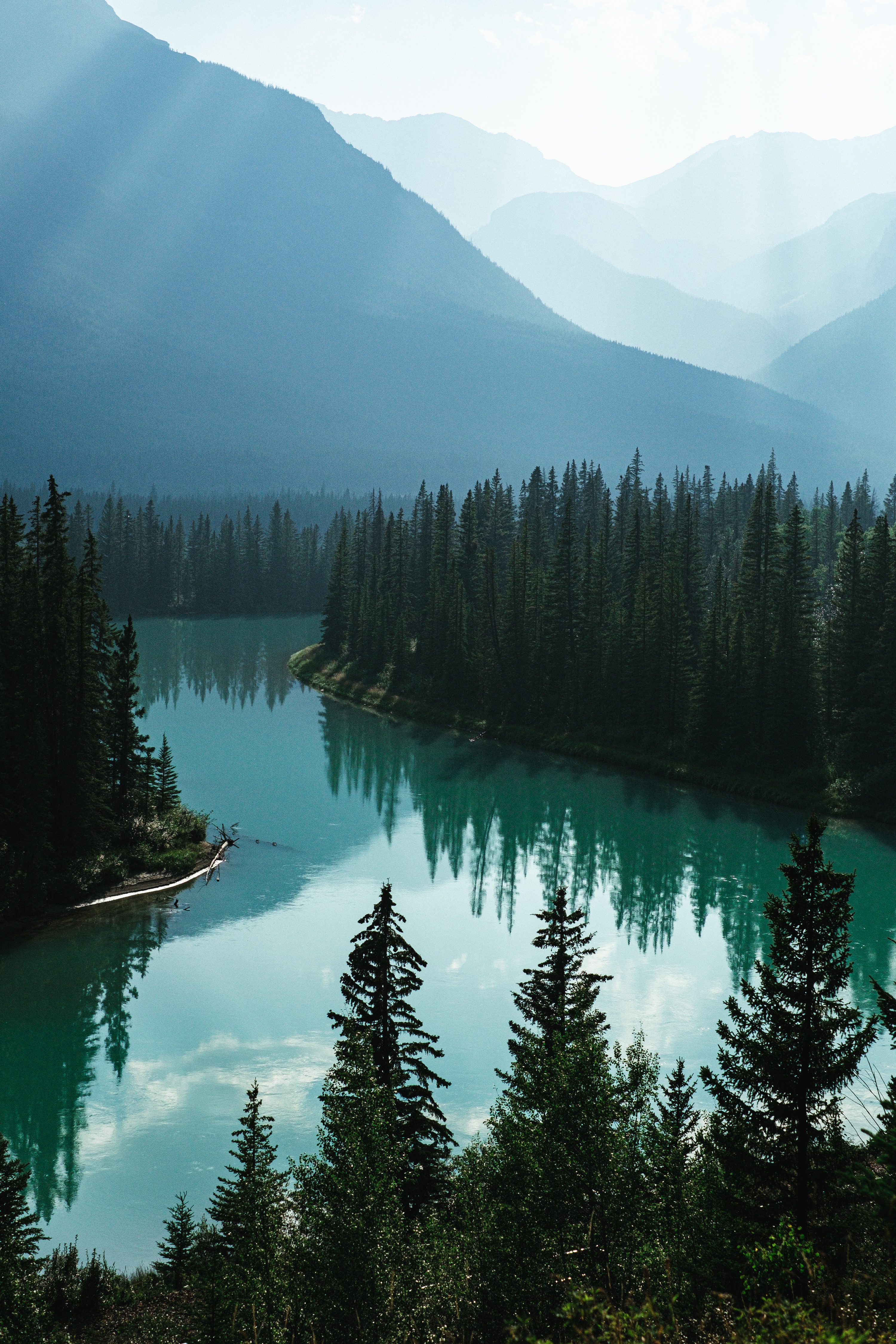 Laden Sie das Nebel, Natur, Mountains, Wald, Flüsse, Landschaft-Bild kostenlos auf Ihren PC-Desktop herunter