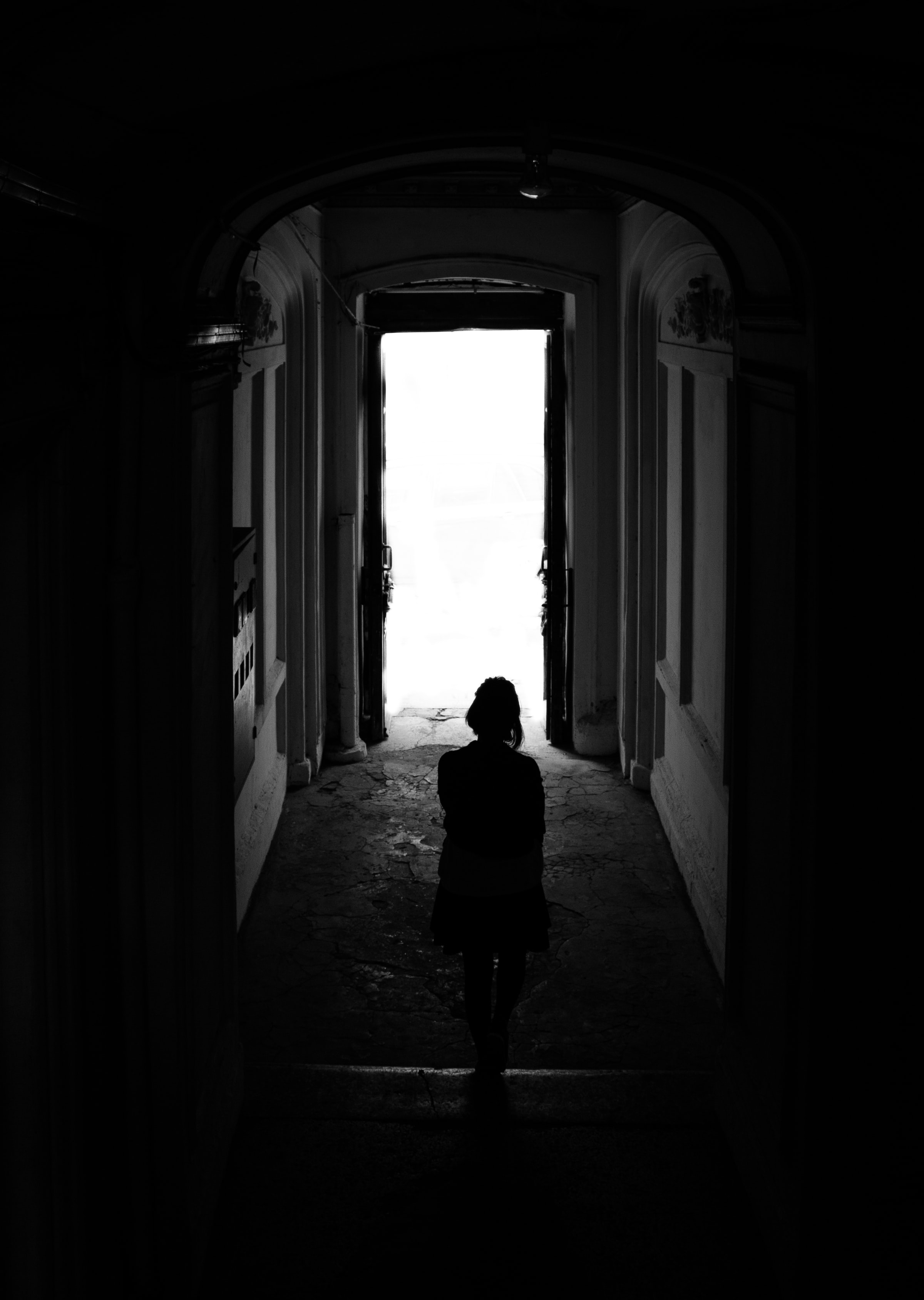 Download mobile wallpaper Lonely, Silhouette, Loneliness, Dark, Alone, Girl for free.