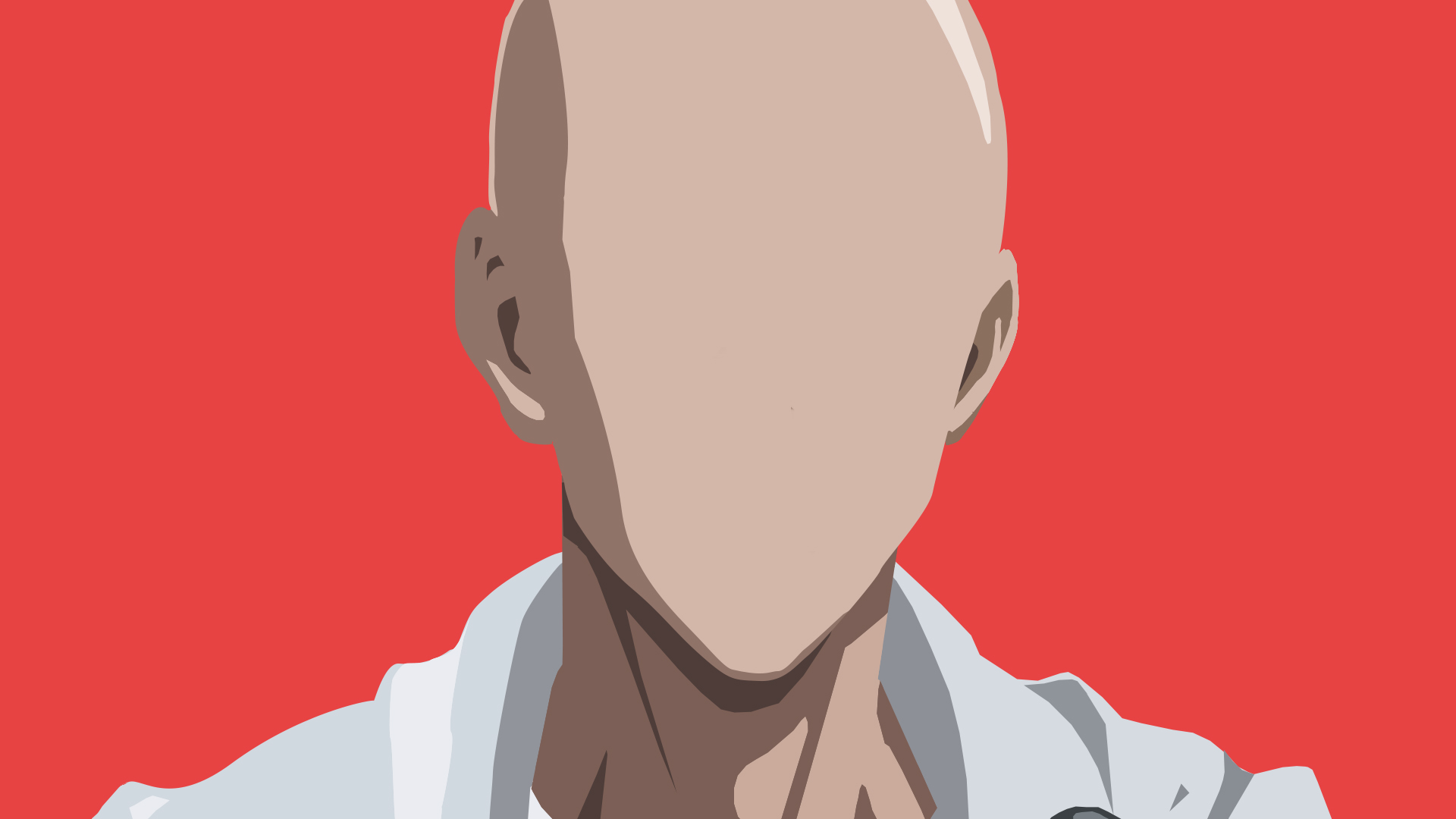 saitama (one punch man), anime, one punch man, bald, close up, minimalist, superhero, vector