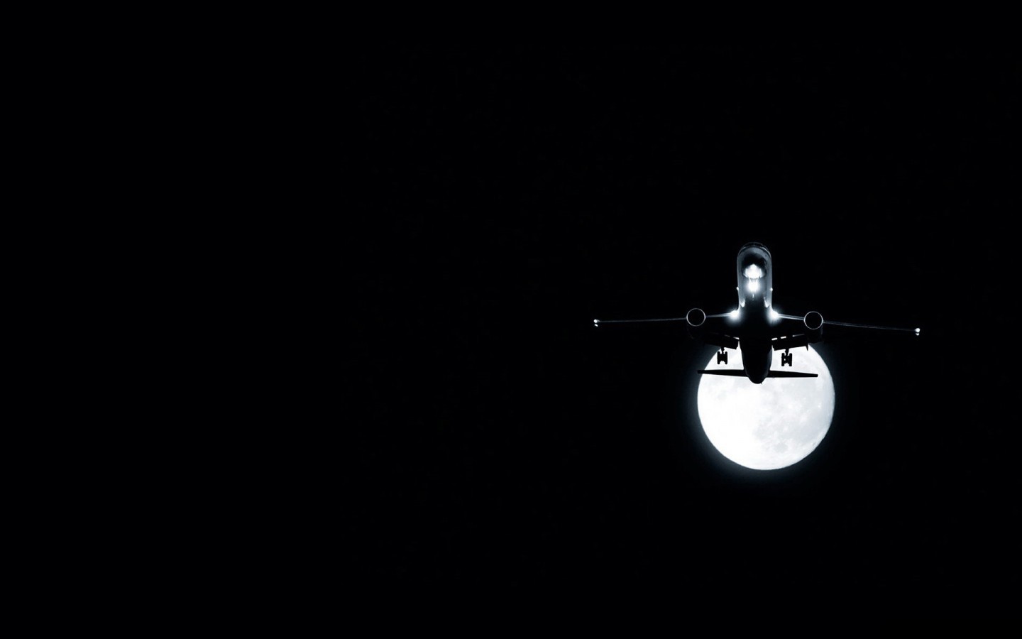 Скачать обои бесплатно Транспорт, Ночь, Луна, Самолеты картинка на рабочий стол ПК