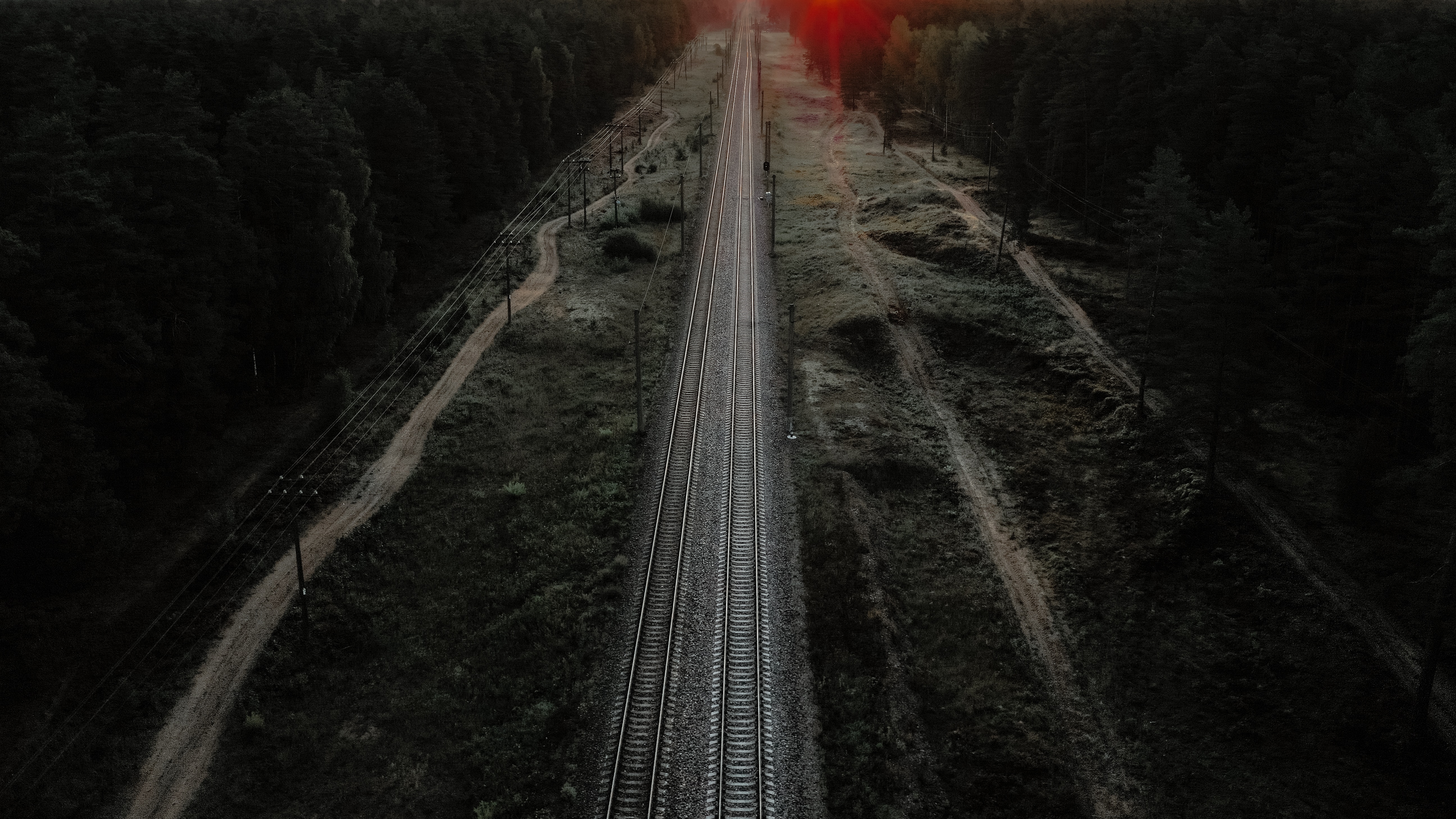 railway, nature, view from above, miscellanea, miscellaneous, path, rails, way Phone Background
