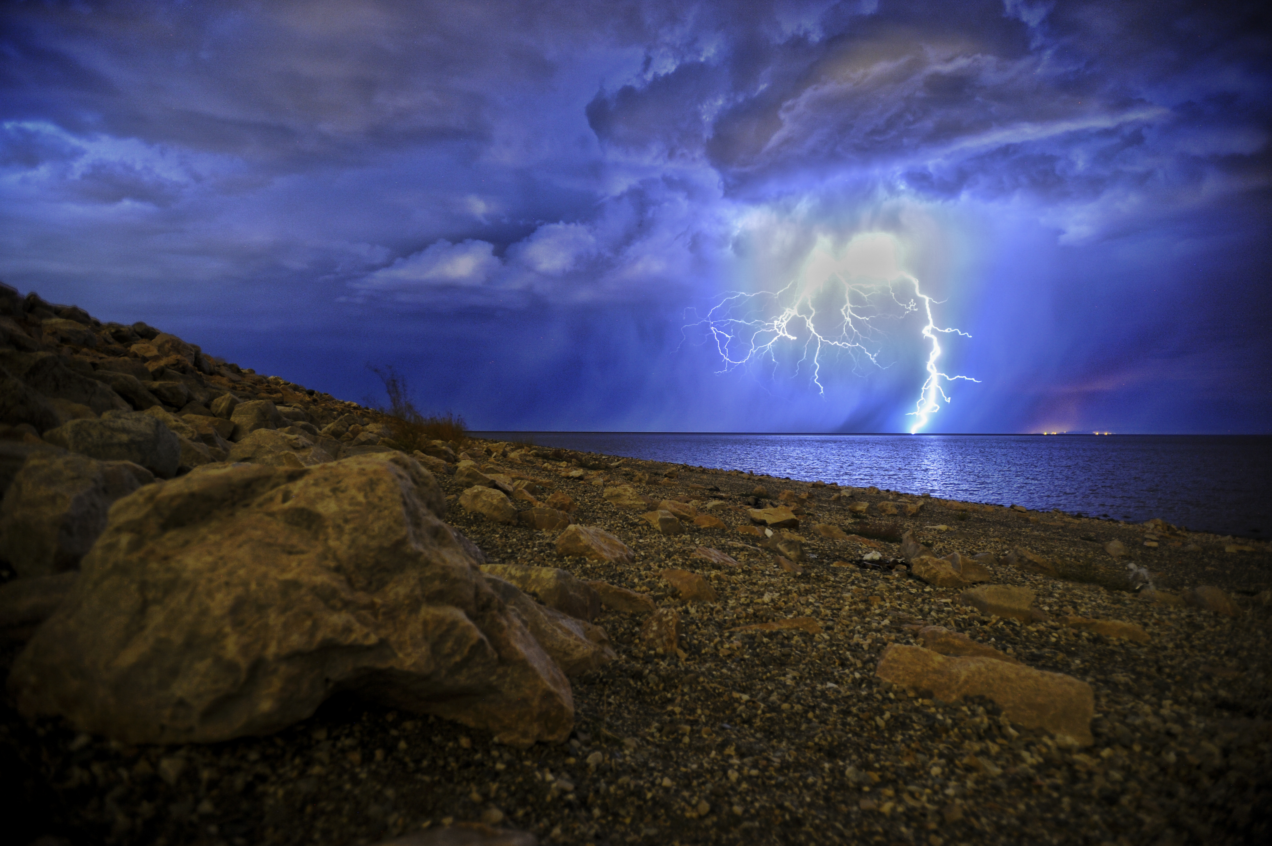 Thunder struck beach lightning nature paper storm strike wall HD  phone wallpaper  Peakpx