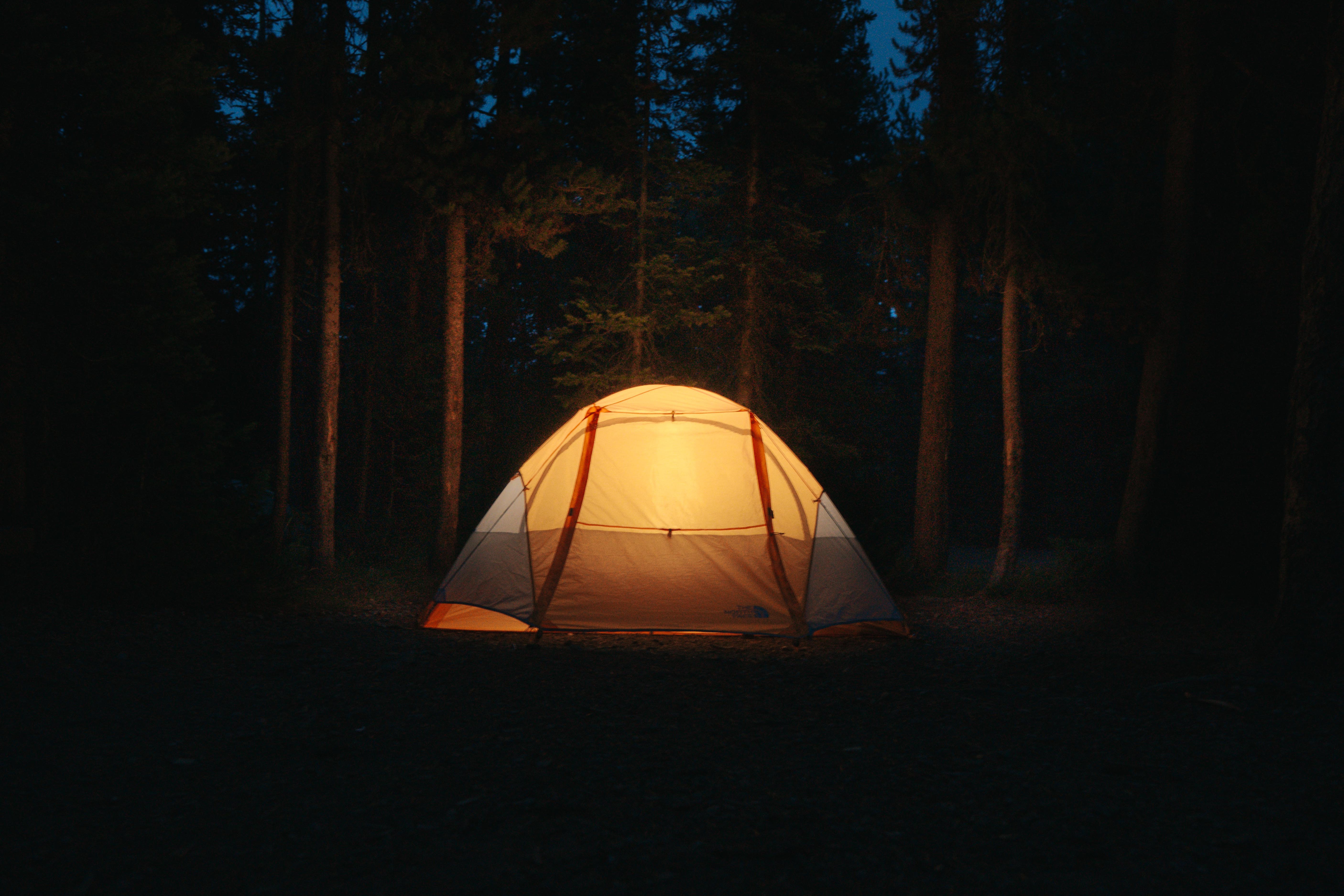 Download mobile wallpaper Miscellaneous, Miscellanea, Forest, Campsite, Night, Tent, Dark, Camping for free.