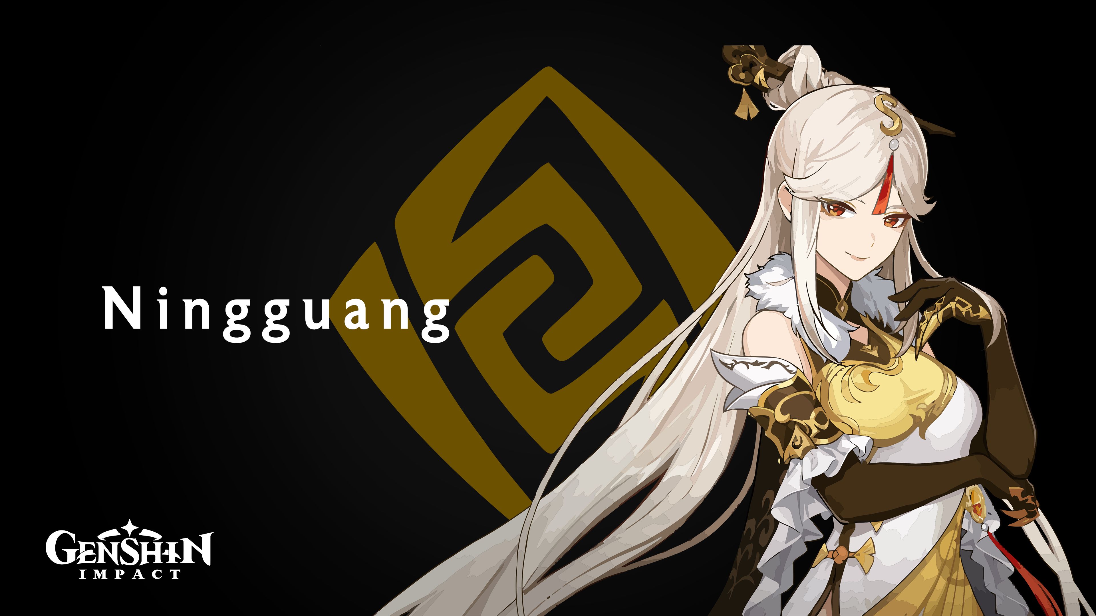 ningguang (genshin impact), genshin impact, video game, white hair