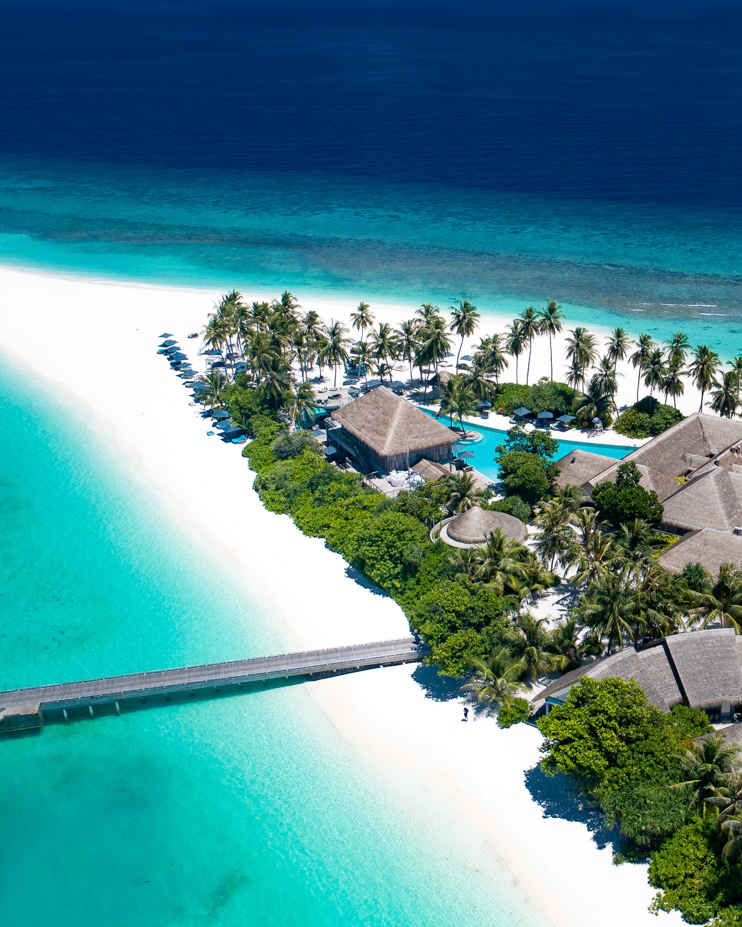 beach, maldives, island, palms, houses, small houses, nature, ocean Aesthetic wallpaper