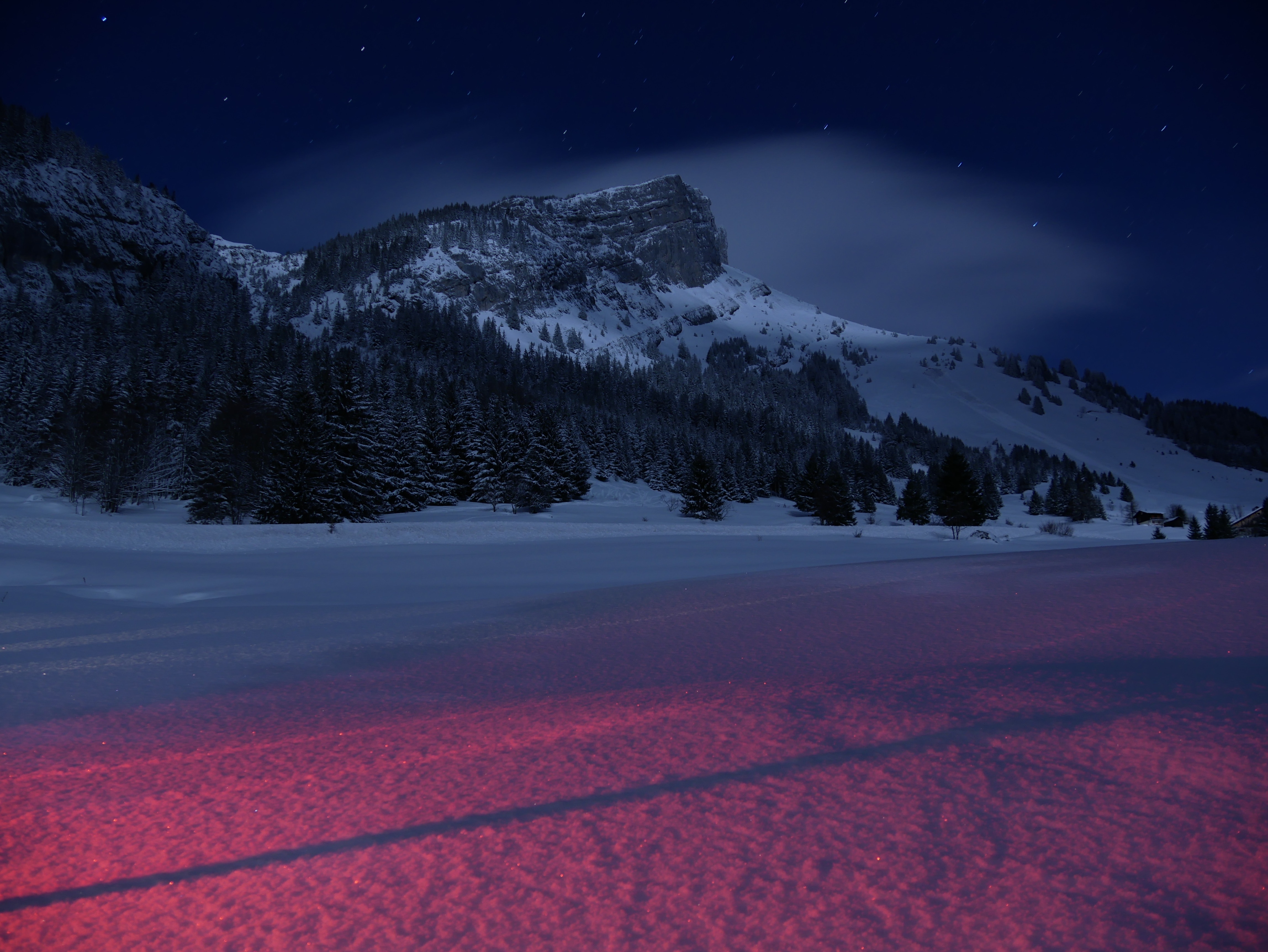 Descarga gratis la imagen Invierno, Montañas, Francia, Noche, Nieve, Naturaleza, Paisaje en el escritorio de tu PC