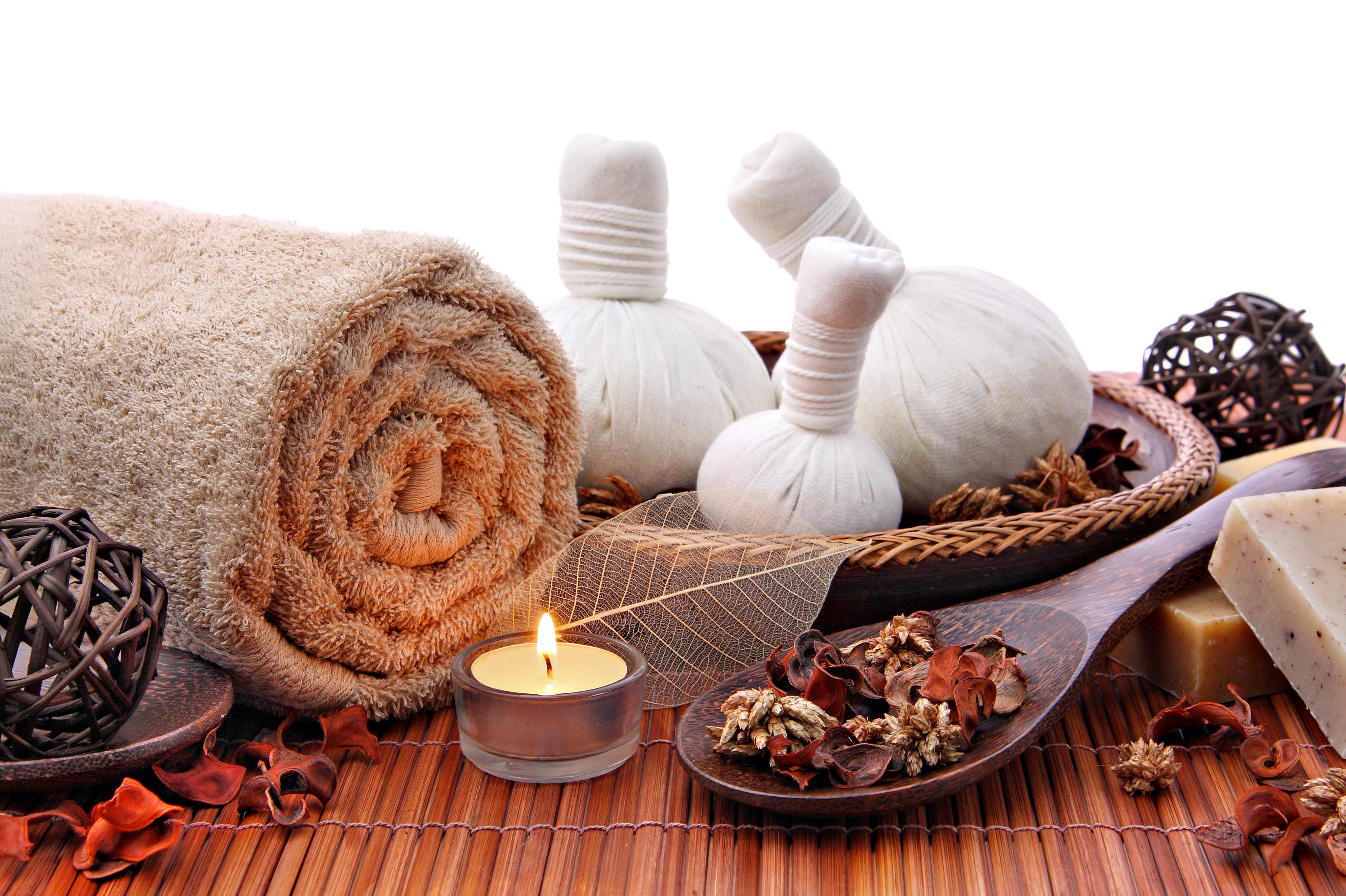 spa, man made, bath, candle, relax, soap, towel