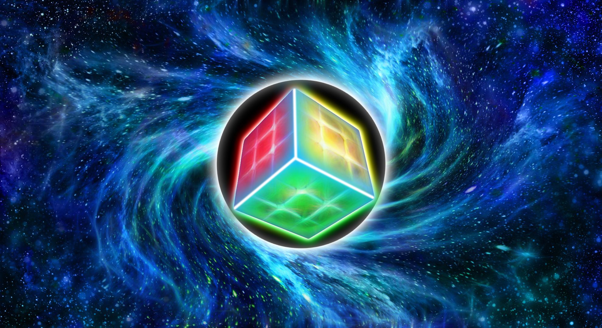 black hole, rubik's cube, abstract, cube, space