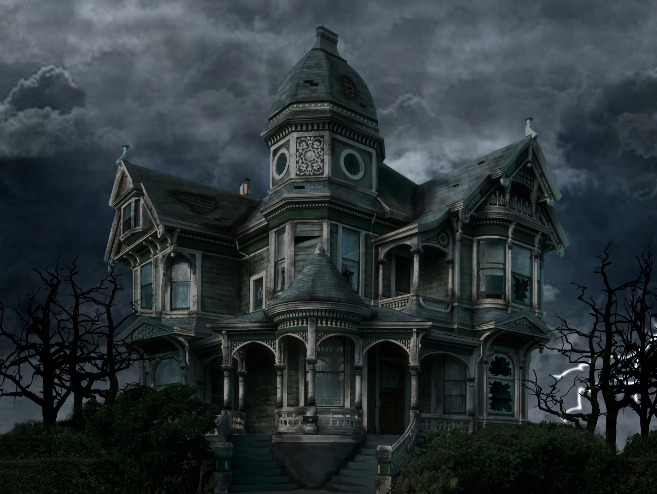 759763 завантажити картинку темний, будинок, хмара, хеллоуїн, будинок з привидами, свято, ніч, старий, вікторіанський - шпалери і заставки безкоштовно
