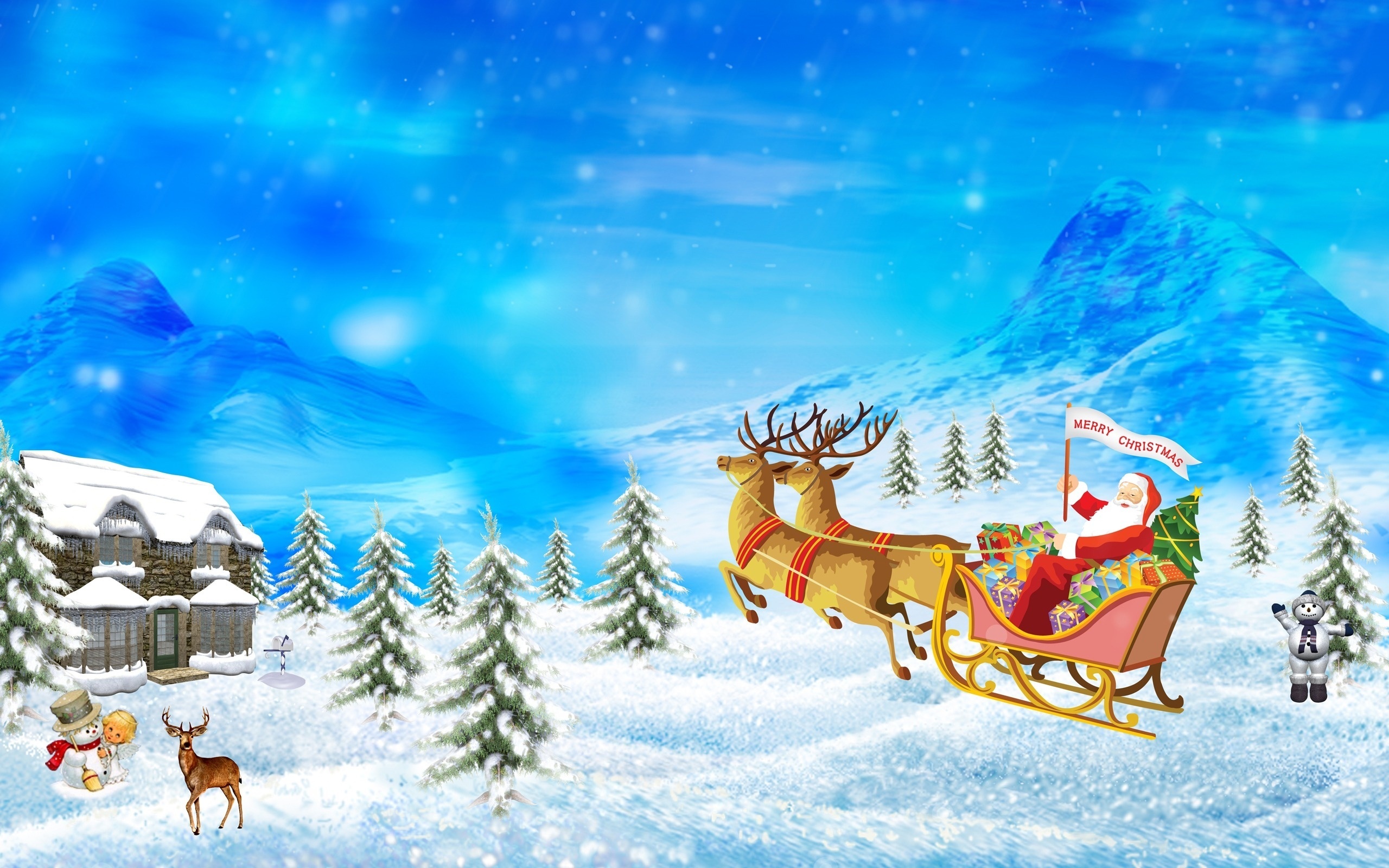 vertical wallpaper christmas, gift, merry christmas, holiday, reindeer, santa, sleigh