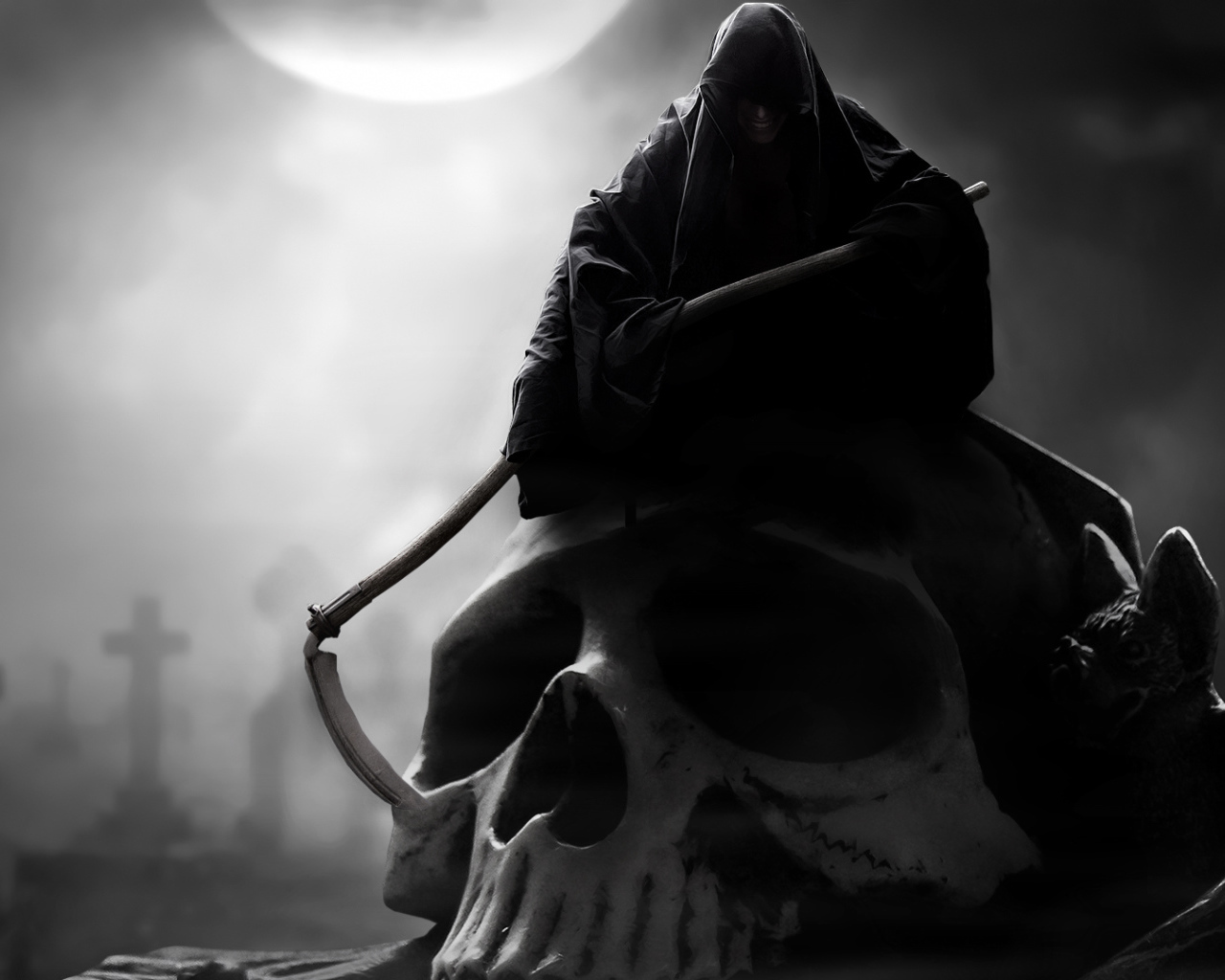 death, fantasy, skeletons, black