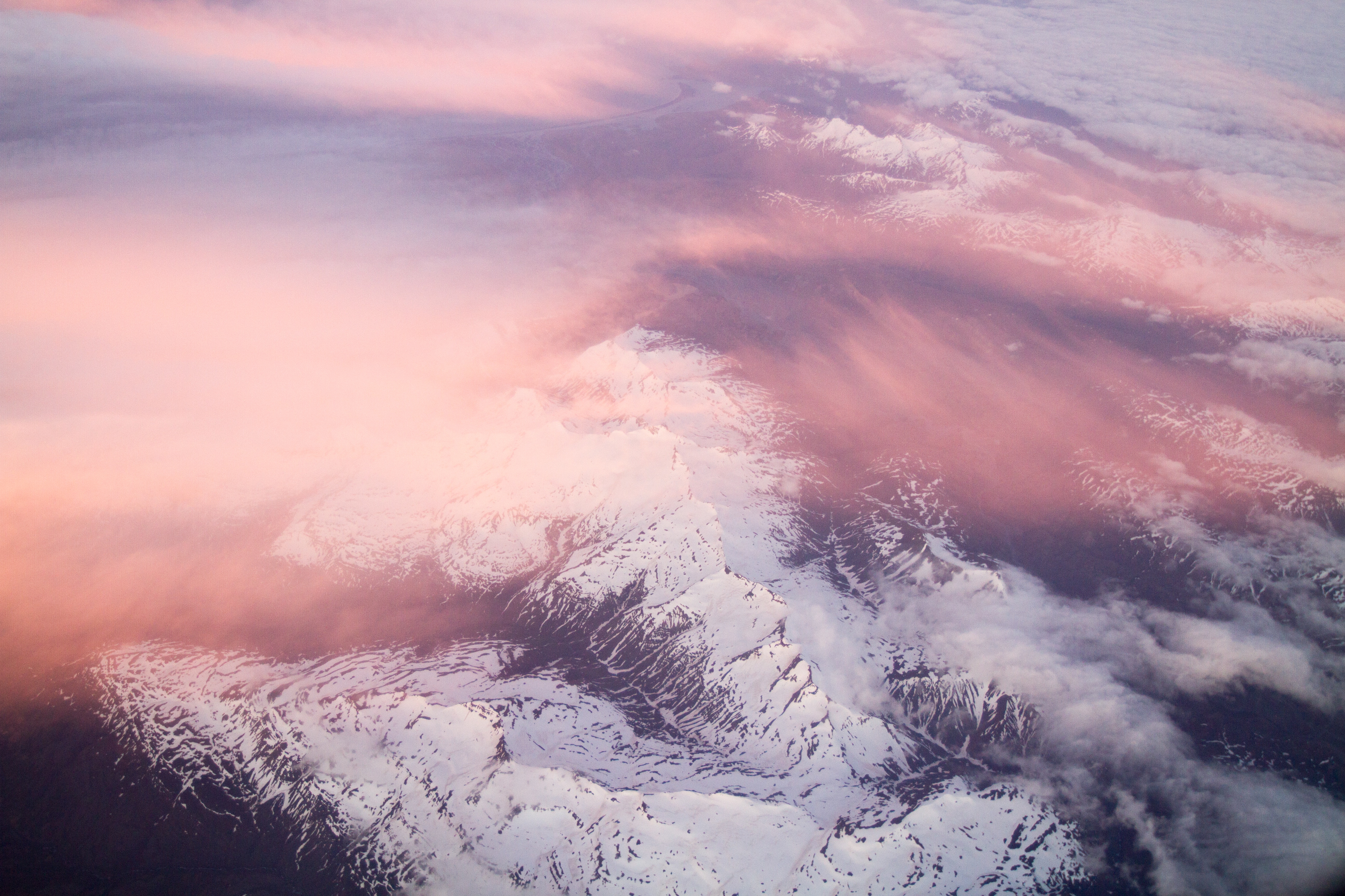 140859壁紙のダウンロード自然, 山脈, ピンク, 雲, トップス, 頂点-スクリーンセーバーと写真を無料で