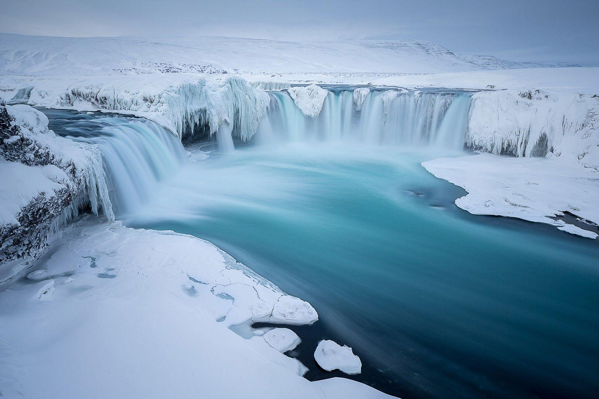 424132画像をダウンロード地球, ゴザフォス, 青い, 凍った, 氷, アイスランド, 滝-壁紙とスクリーンセーバーを無料で