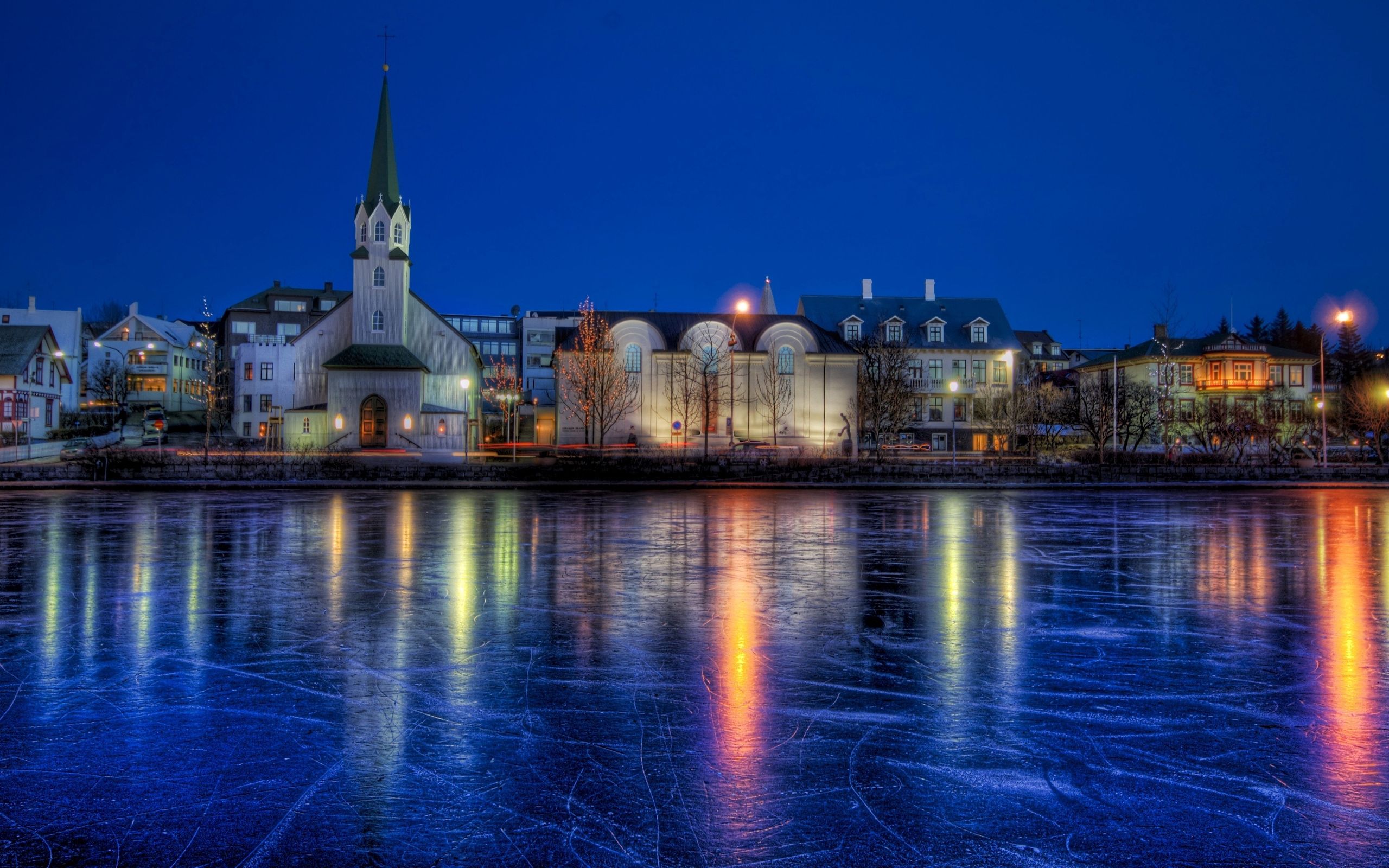Download mobile wallpaper Cities, Pond, Frozen, Hdr, Iceland for free.