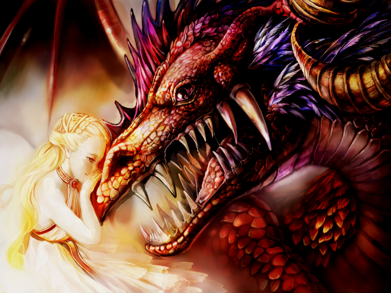 fantasy, dragon, teeth Phone Background