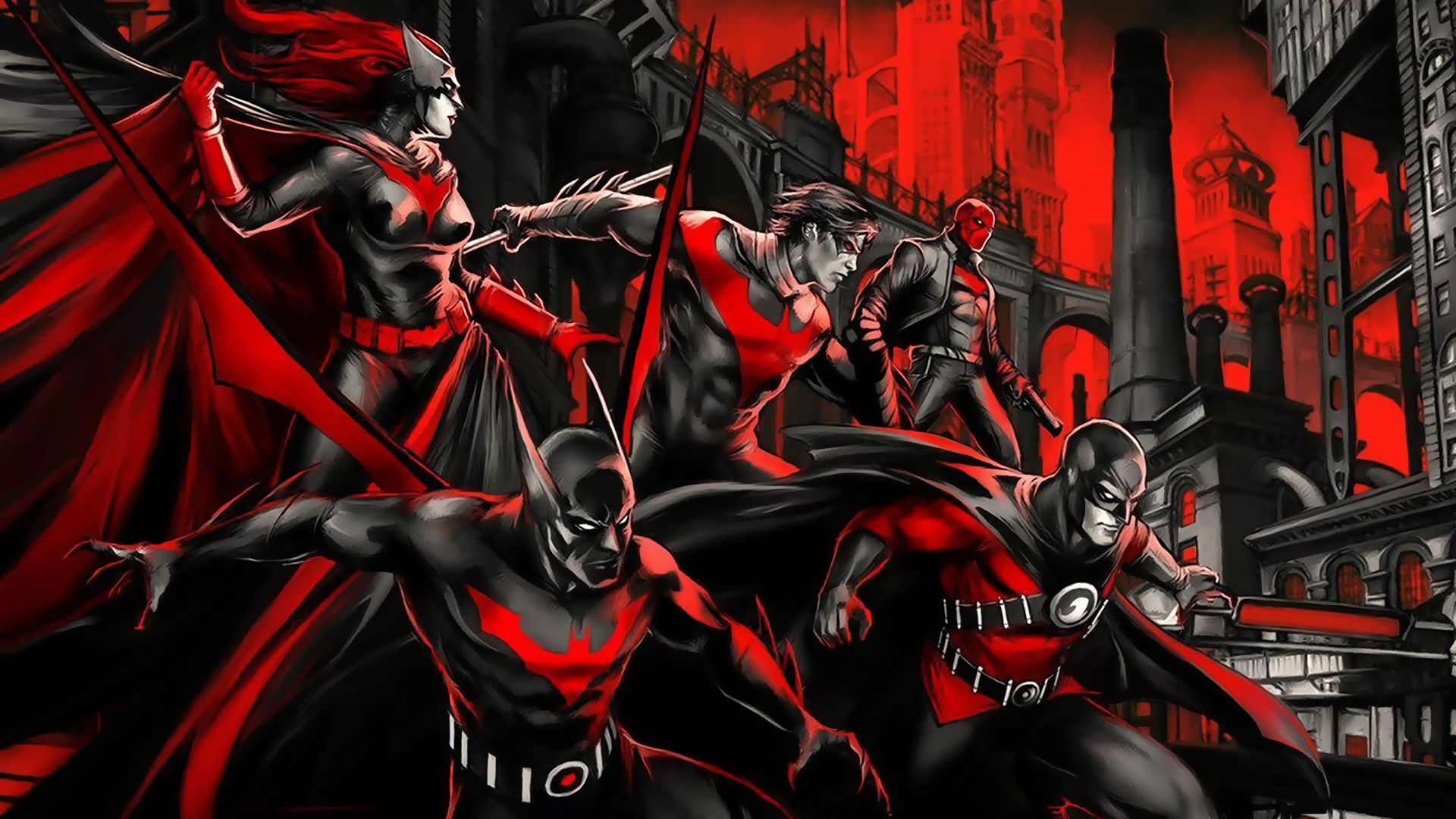 comics, batman, batman beyond, batwoman, gotham city, jason todd, kate kane, nightwing, red hood, red robin, terry mcginnis, tim drake Phone Background