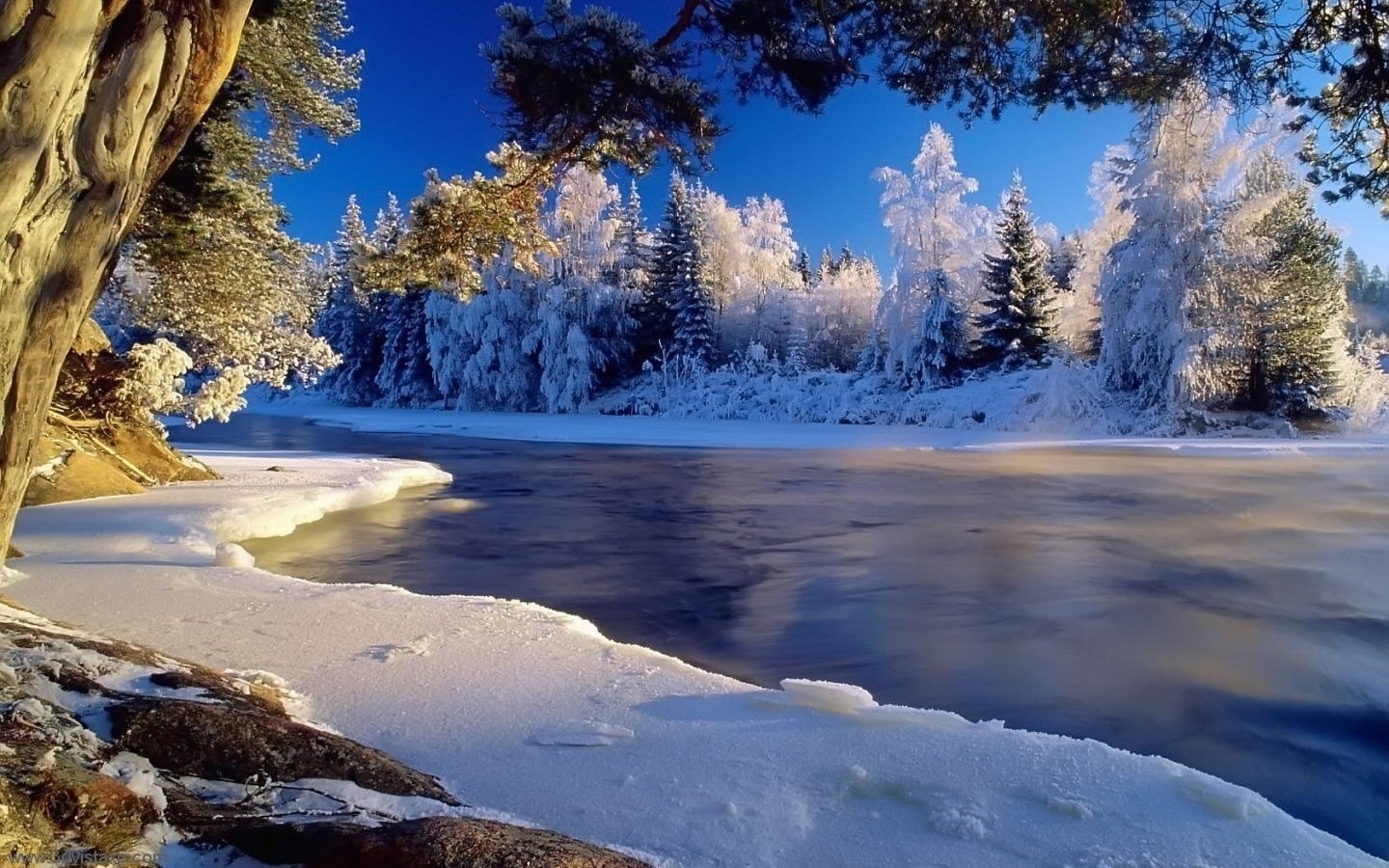 rivers, blue, landscape, winter