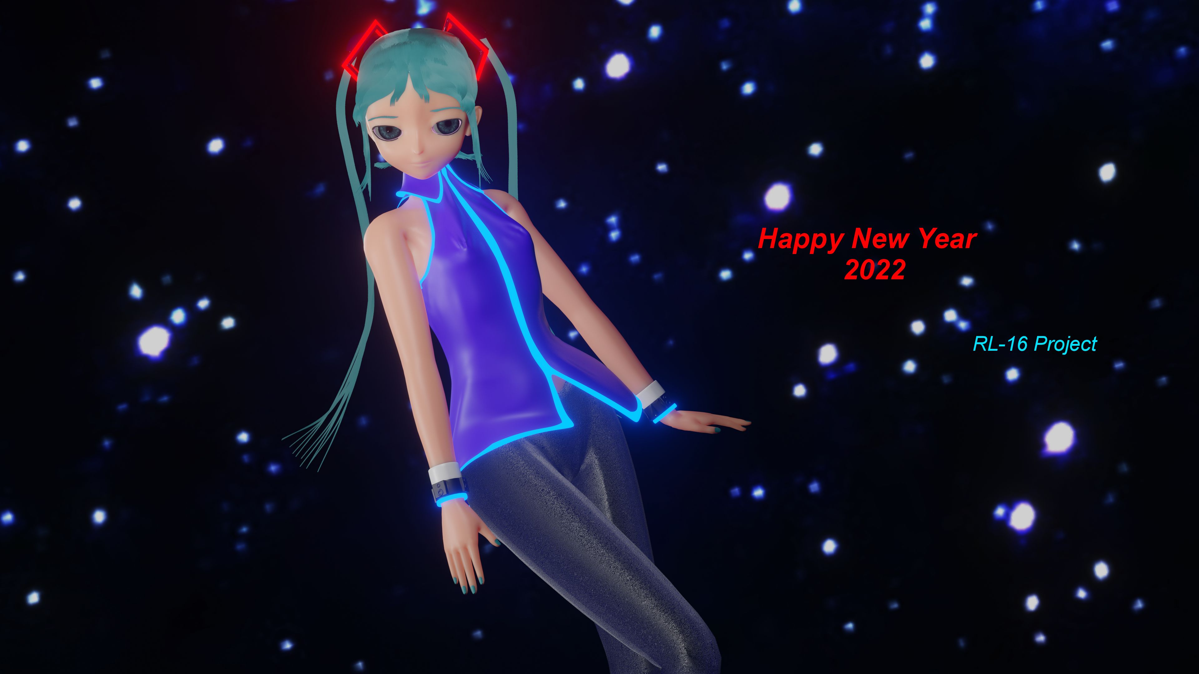 1057861 Hintergrundbild herunterladen animes, vocaloid, blender 3d, mixer, hatsune miku, lange haare, neujahr 2022 - Bildschirmschoner und Bilder kostenlos