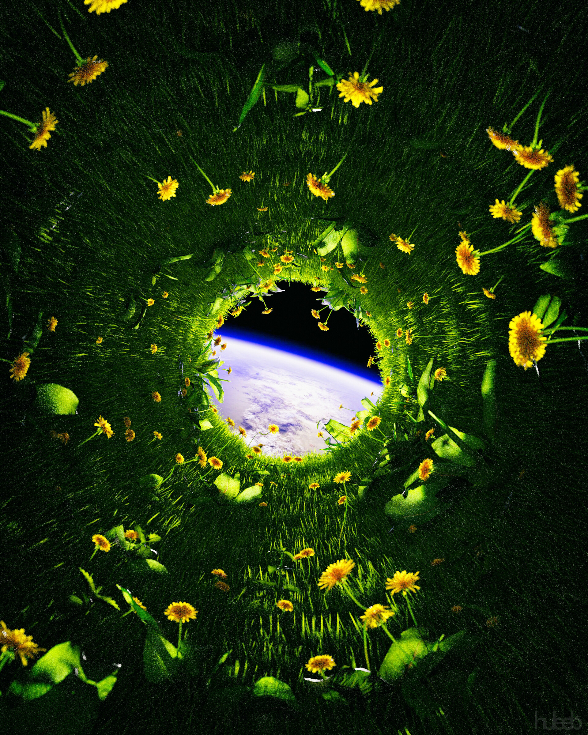 Horizontal Wallpaper flowers, grass, universe, dandelions, miscellanea, miscellaneous, land, earth