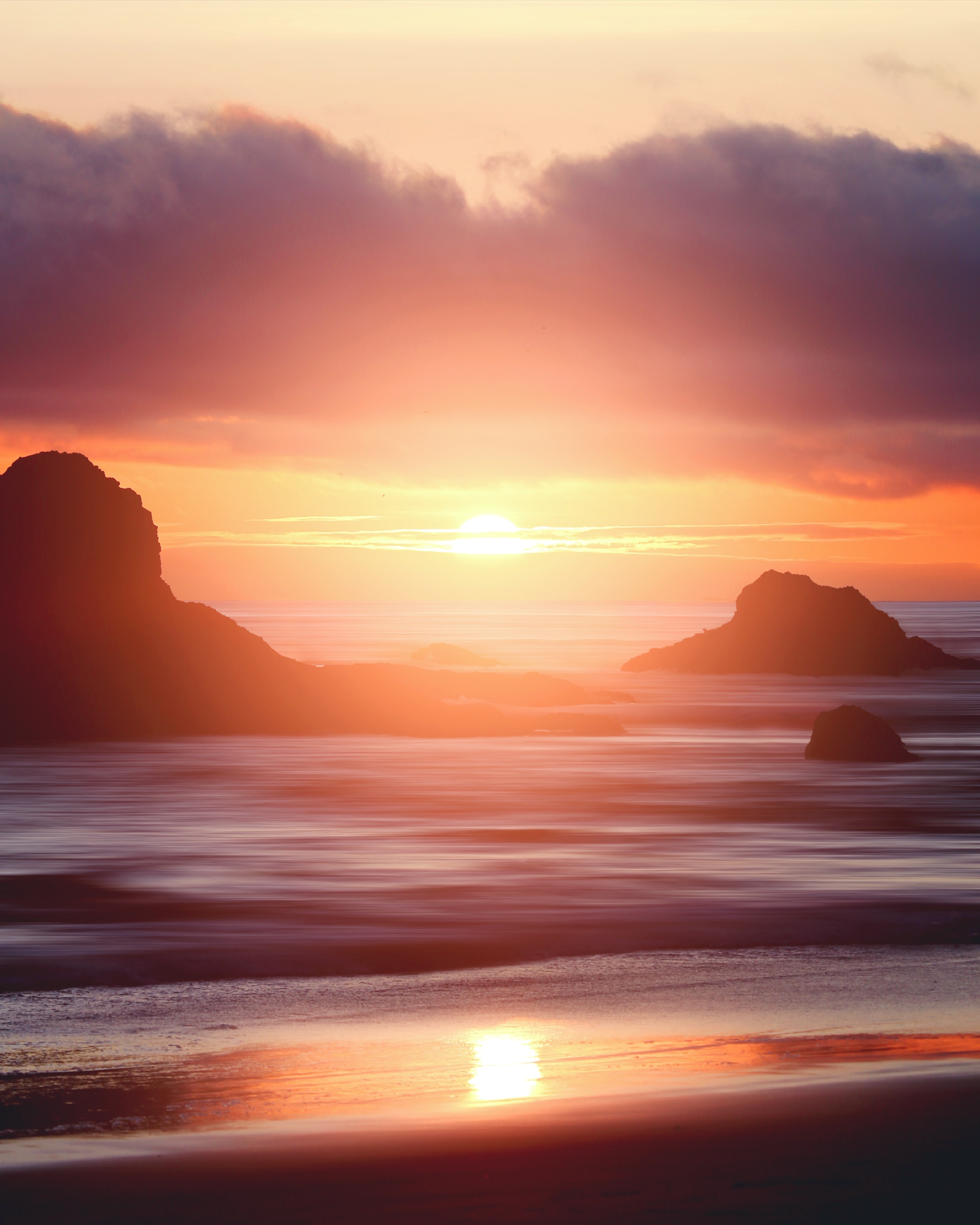 nature, sunset, sea, rocks, coast