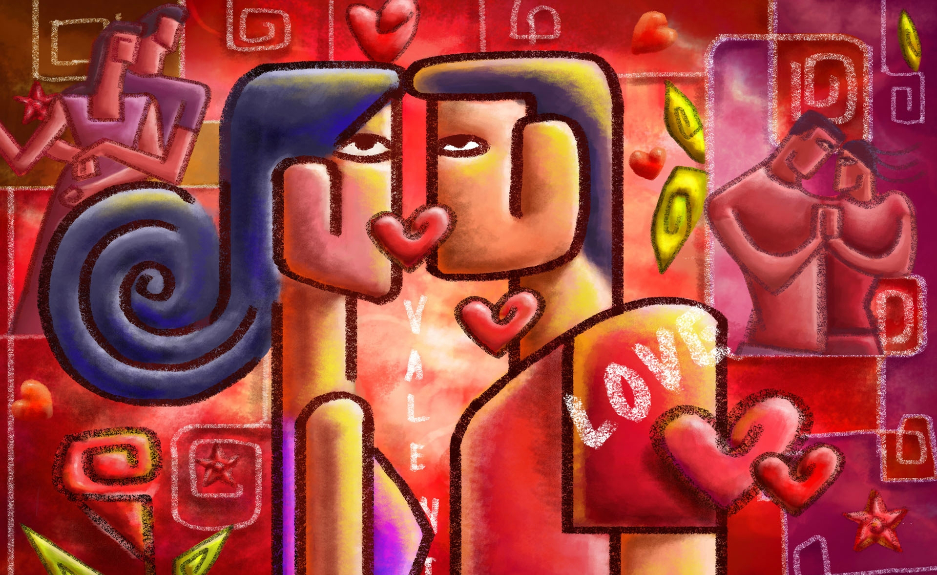 Download mobile wallpaper Kiss, Artistic, Love, Romantic for free.