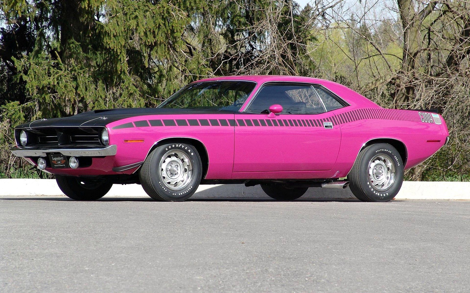 pink, cars, 1970, plymouth, cuda