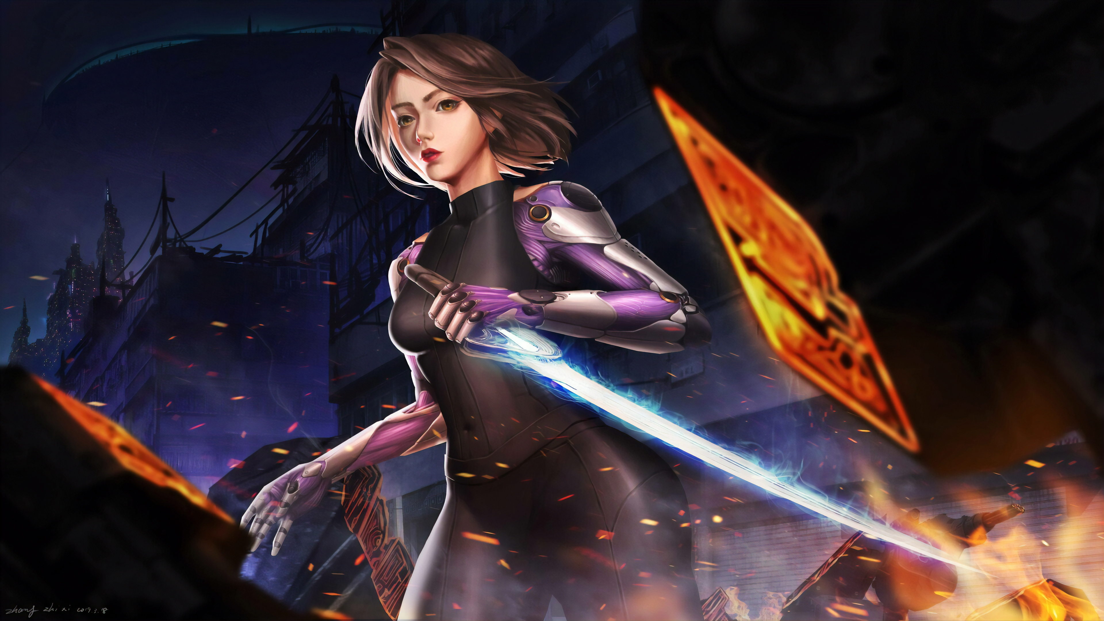 HD desktop wallpaper: Cyborg, Sword, Movie, Alita (Alita: Battle Angel),  Alita: Battle Angel download free picture #954346